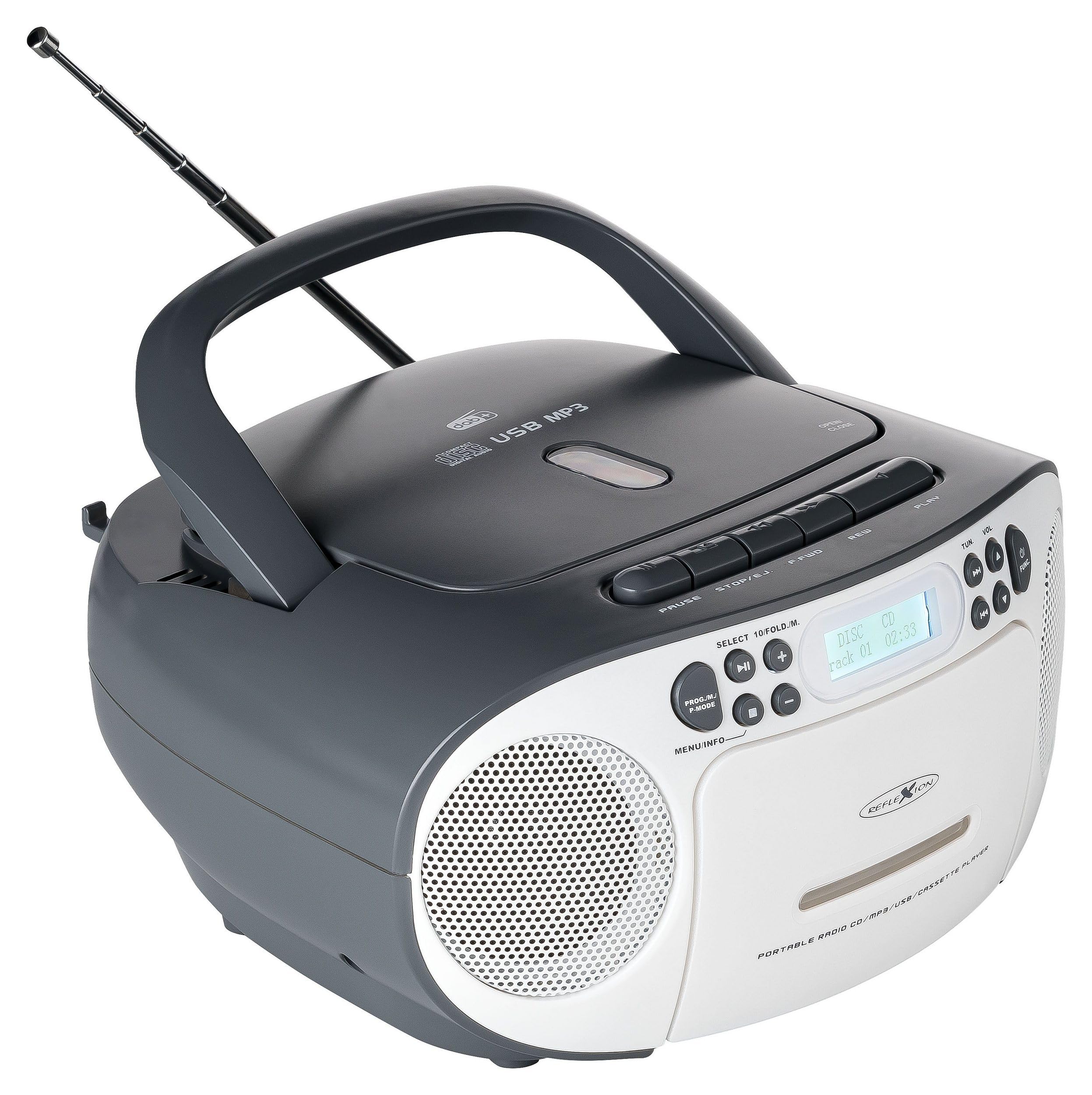 Radio CD DAB+/FM REFLEXION RCR2260DAB/GR z AUX, USB, Cassetta, Grigio