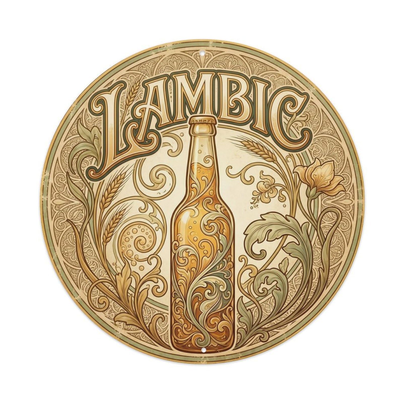 Lambic Sour Beer Taproom Classic Belgian Copper Kettle Metal Tin Sign