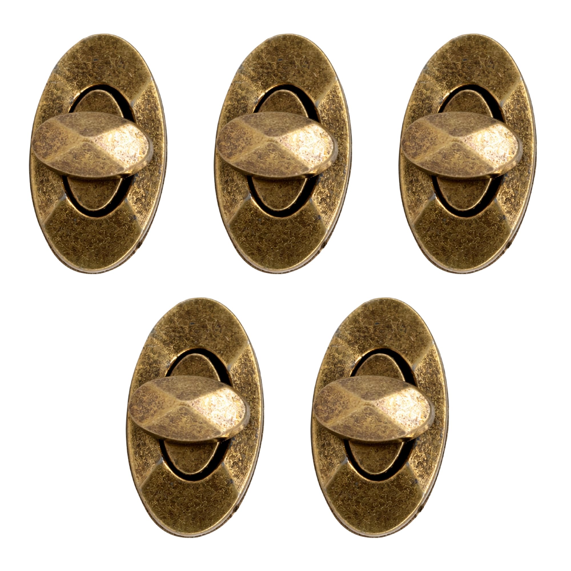 Trimming Shop Twist Turn Lock Oval Bag Closure, Bronze, 21mm x 37mm, 5pcs