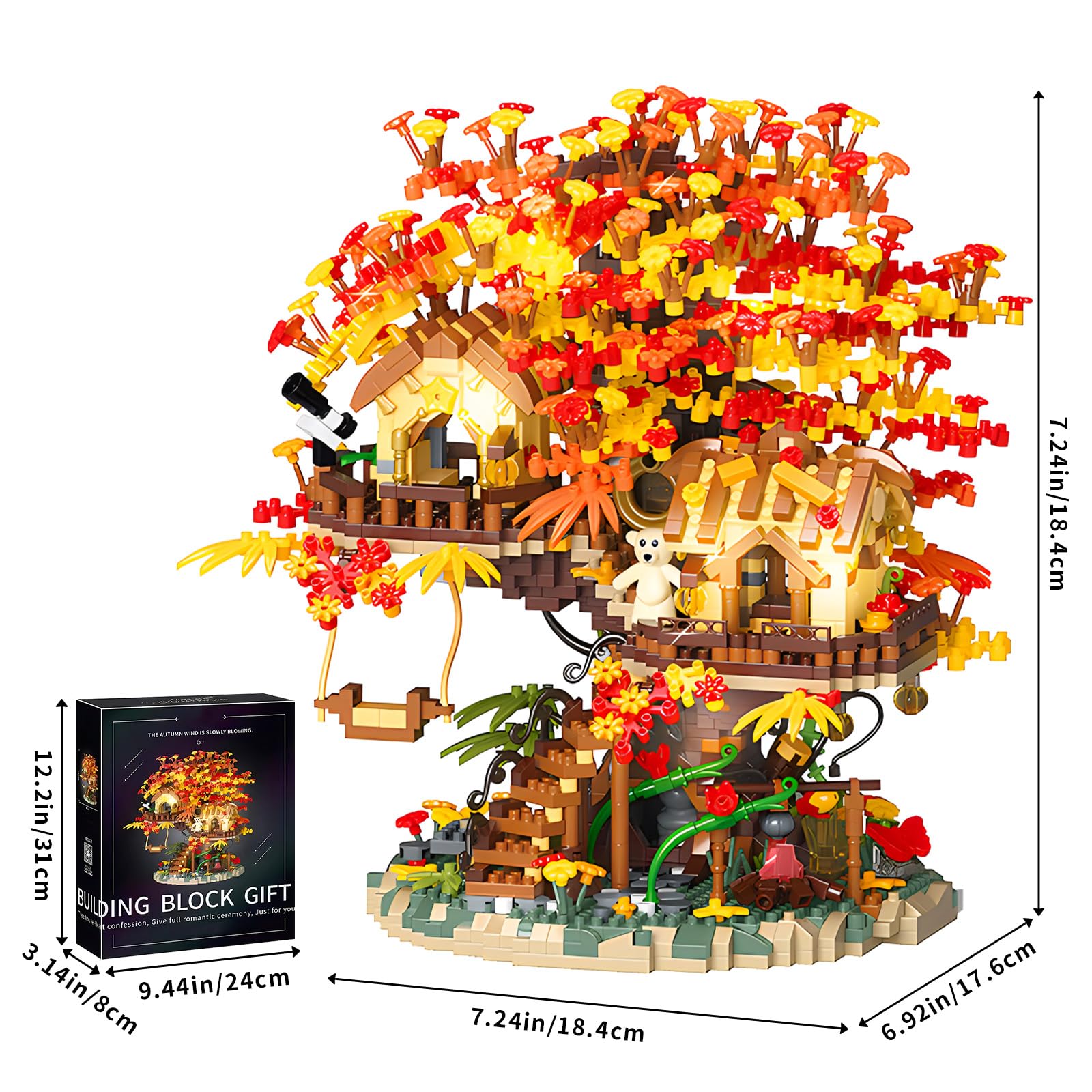HJPLPXH Cherry Blossom Bonsai Tree House Building Blocks Set Plants Flowers Treehouse Architecture Micro Mini Block Kits Gift for Adults(2725 Pieces) - Image 2
