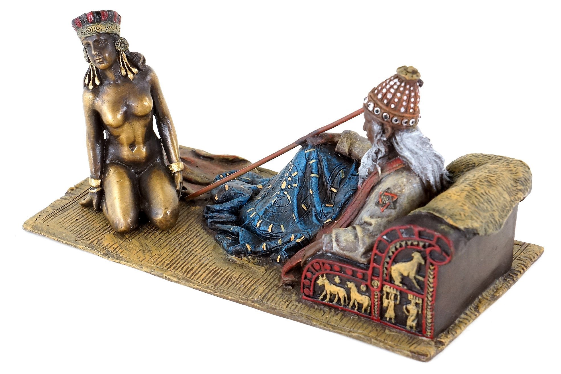 Kunst & Ambiente - Erotische Araber - Wiener Bronze - Erotika - Sklavenmeister mit nackter Sklavin - handbemalt - Orientalische Skulptur - Wohndeko für Innen