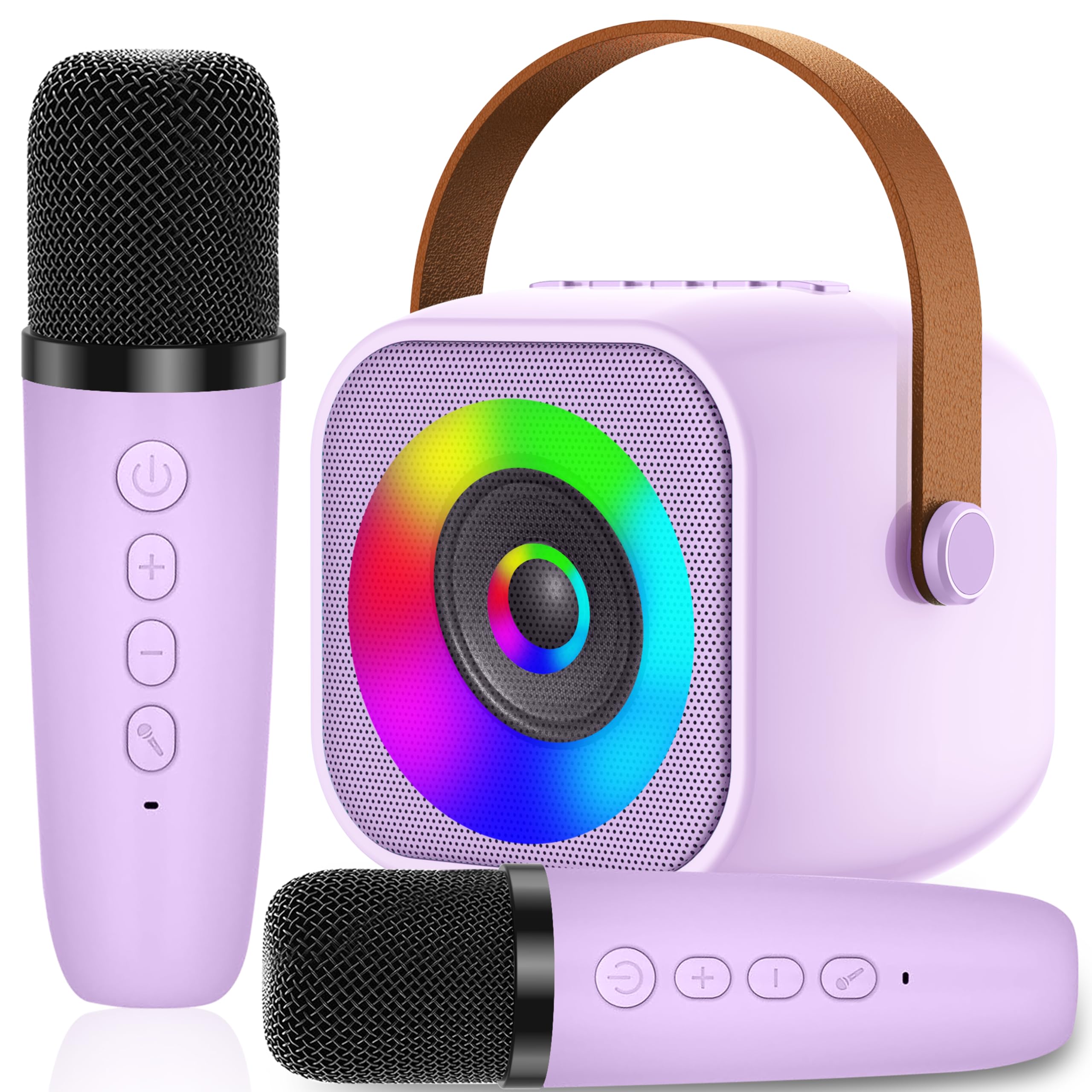 Macchina Karaoke con 2 Microfono, Karaoke Portatile Bambini con Altoparlante Bluetooth, Microfoni Wireless Giocattolo Elettronico per Cantare, Regalo Bambina per Party, Compleanni, Feste