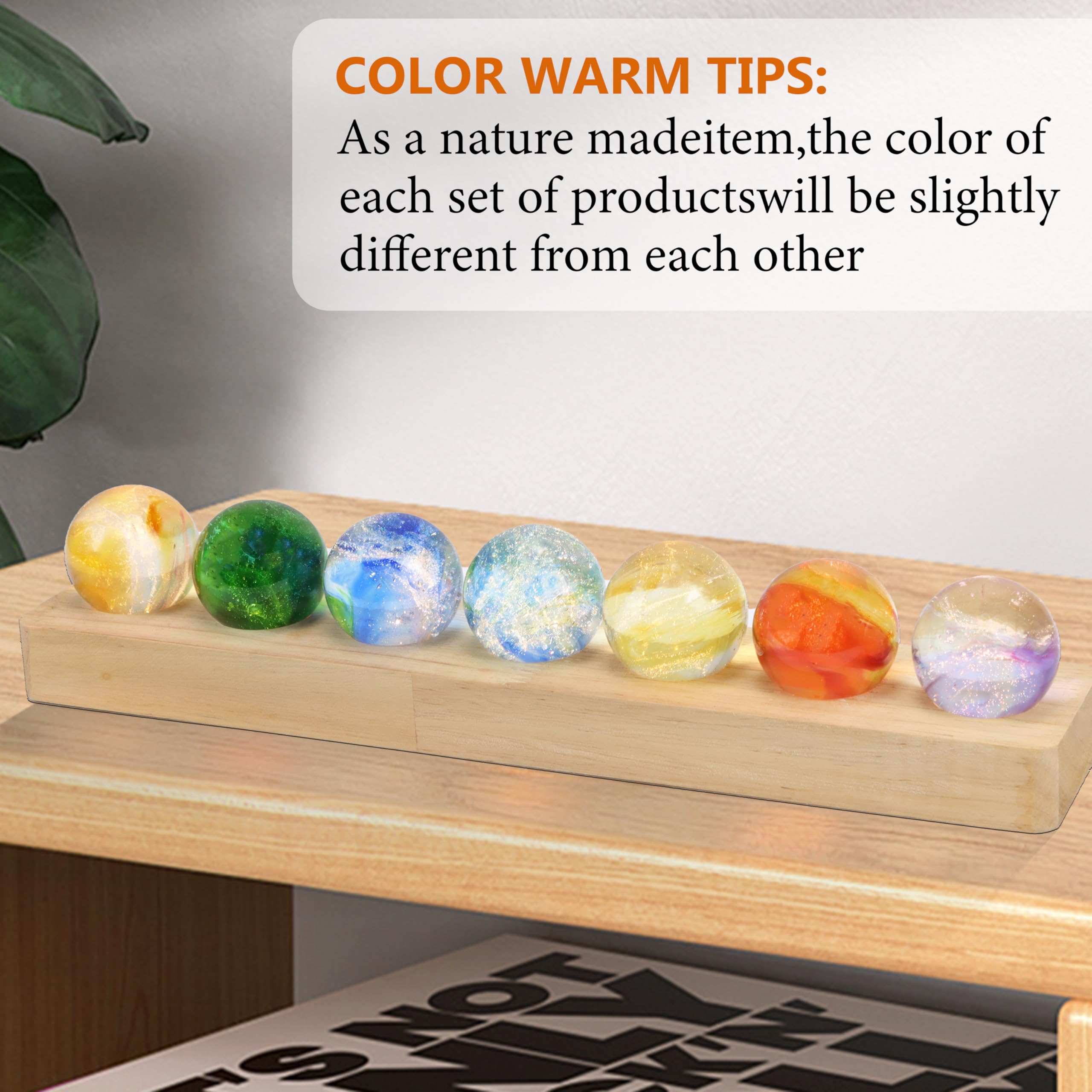 Amazon.com: NewRiu 7 Chakra Natural Healing Spheres, LED Wooden