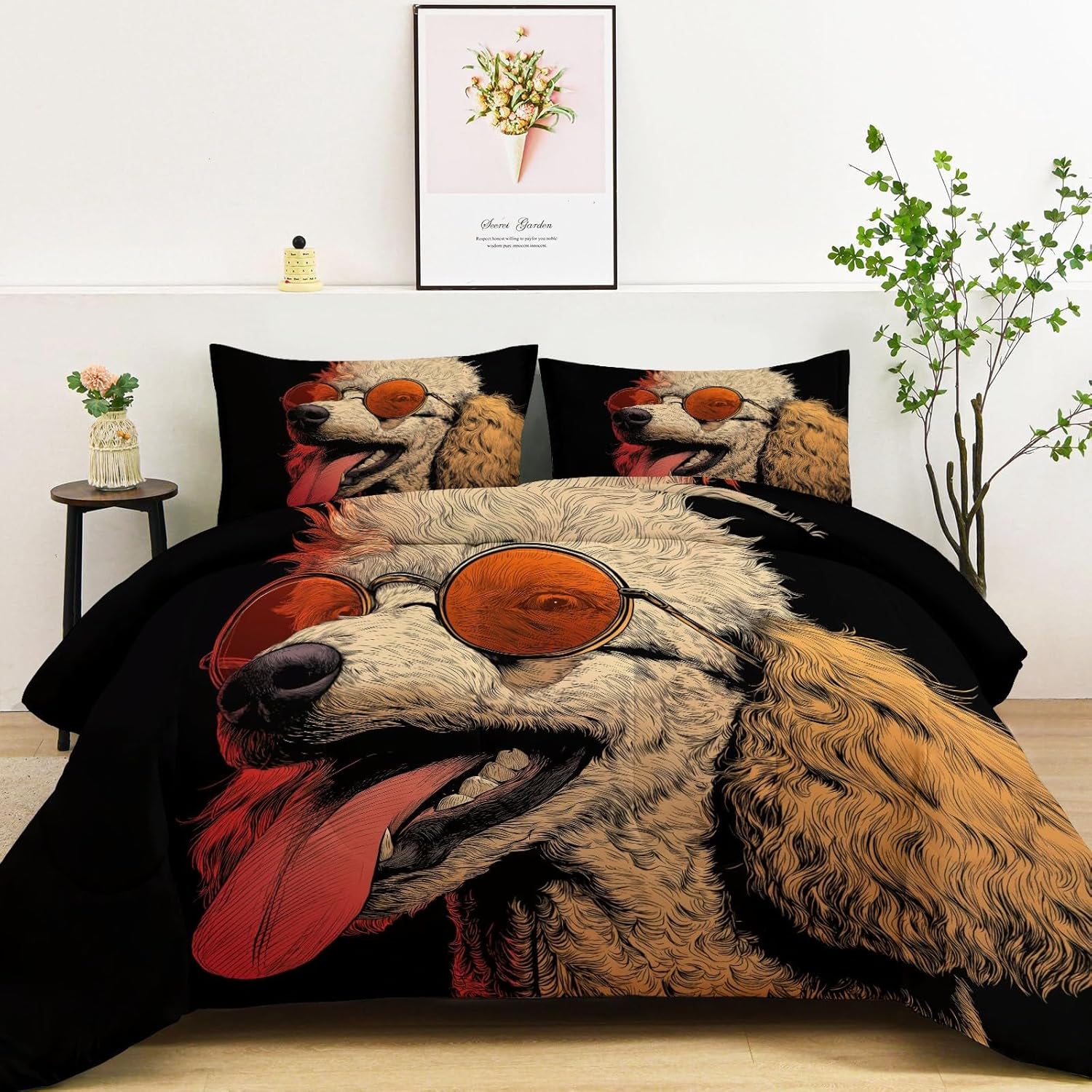 3 Pieces Animals Geese Autumn Lake Bedding Set, Landscape Twin Comforter Set for Kids Girls Room Decor, Aesthetic Soft Microfiber Quilt for All Season (68" x 90")