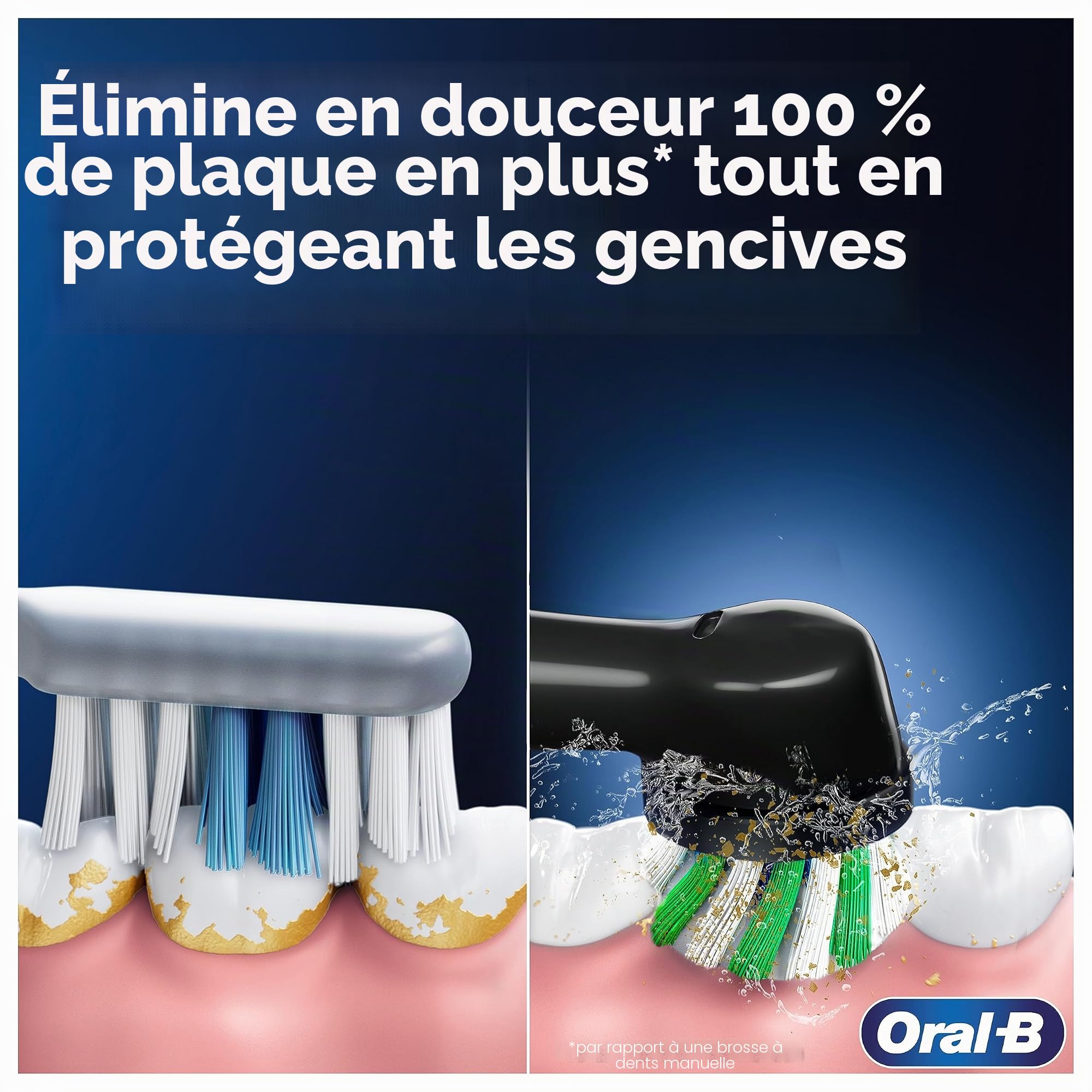 Oral-B Brosse à dents électrique Pro 1 pour adultes, brosse à dents électrique Oral B pour adultes, avec nettoyage 3D, 1 tête de brosse à dents, contrôle de la pression des gencives, prise britannique