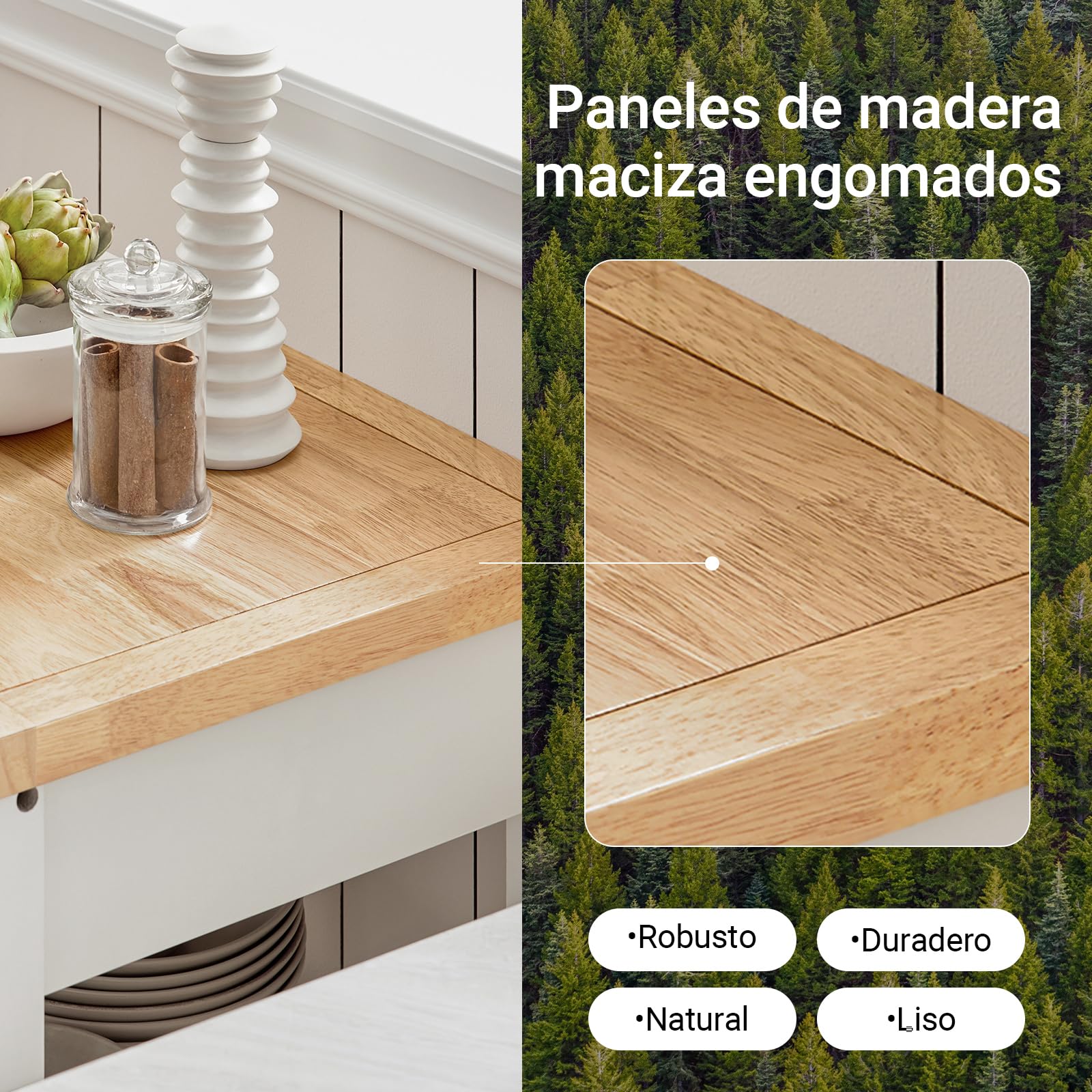 SoBuy Carrito Cocina con Ruedas, encimera de Caucho & 4 Ruedas, 60x92x44cm | Mueble Auxiliar con cajón, estante abierto & armario de 2 puertas, compacto, MDF, cocina & exterior & dormitorio, FKW22-WN