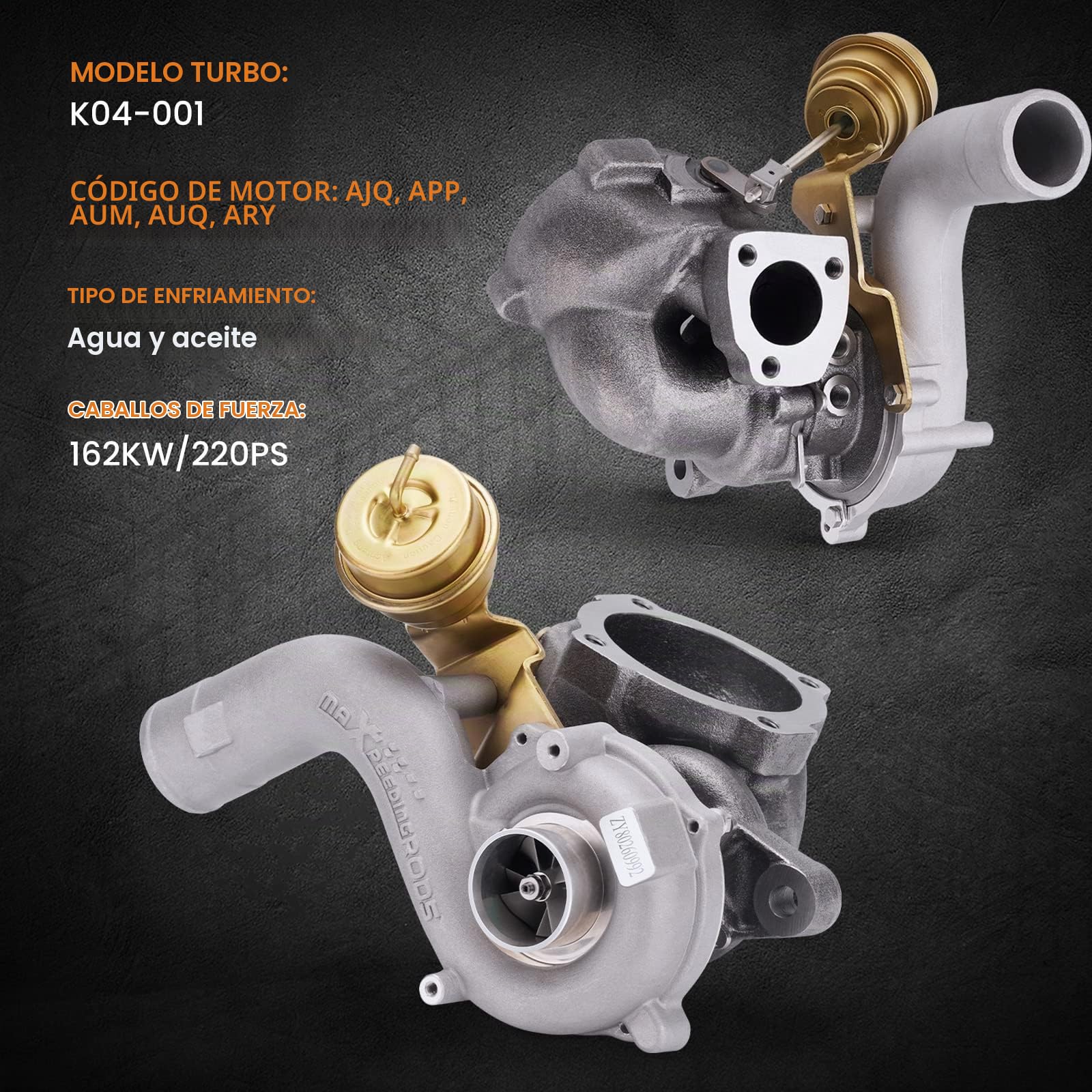 maXpeedingrods Turbocompresor 400+HP para Seat Leon para Cupra para VW Golf IV Beetle Bora para Audi A3 TT A4 para Skoda Octavia Superb, Turbo 1.8T/L Turbina para Motor K04 K03-052/053 con Actuador | para VW Golf IV Beetle Bora para Audi A3 TT A4 para Sko