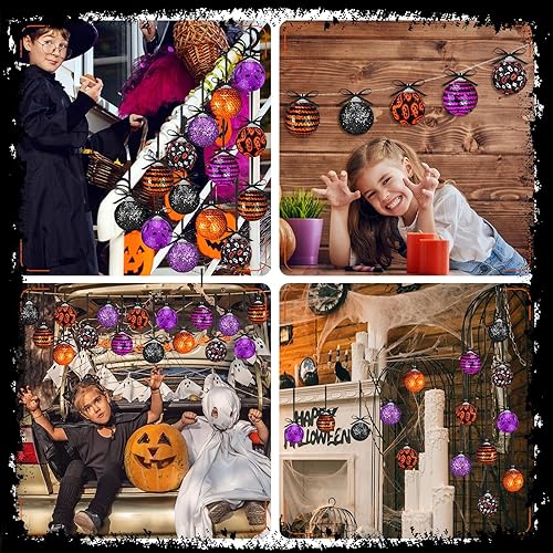 Miniatura 6 de 16 adornos de bola de Halloween para árbol de 2 pulgadas, decoraciones de árbol de Halloween, calabaza, fantasma, murciélago, araña, árbol de