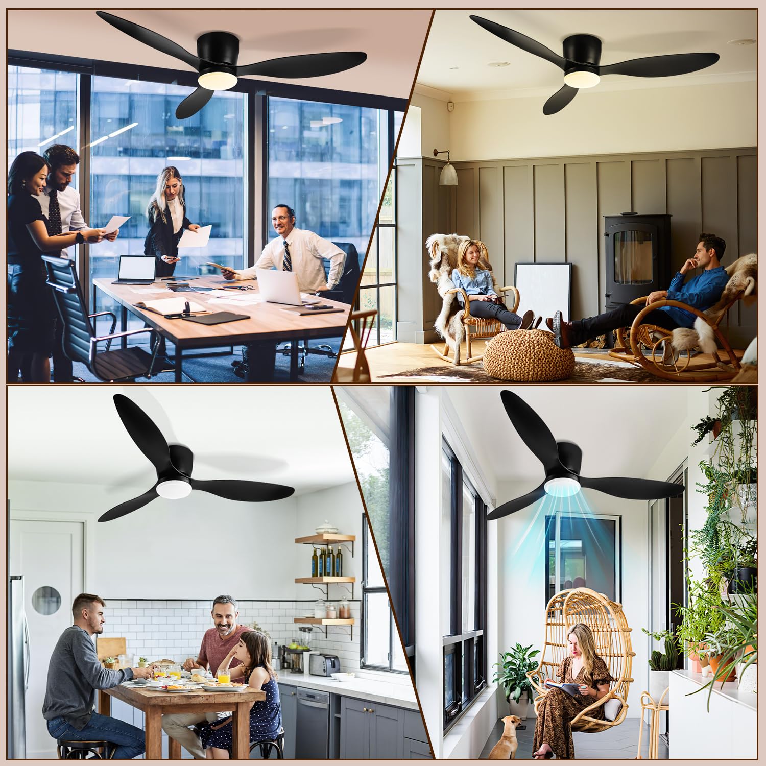 Daromigo Deckenventilator mit Beleuchtung 132cm, Smart Deckenleuchte mit Ventilator Fernbedienung und APP, 6 Geschwindigkeiten, Dimmbar, Timer, Umkehrsfunktion für Wohnzimmer, Schwarz