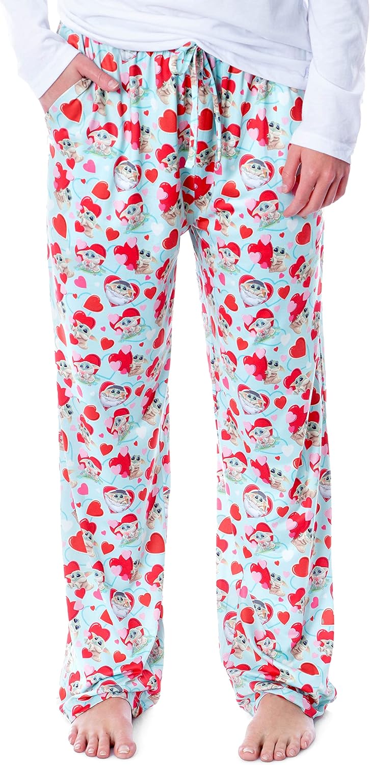 Star Wars Womens' The Mandalorian The Child Love Heart Pajama Pants
