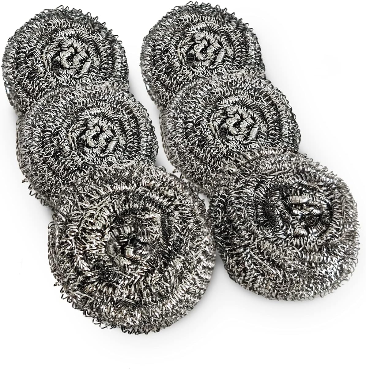 6 Pack Stainless Steel Scourers Sponge Scrubbers Metal Steel Wool Scouring Pad Stainless