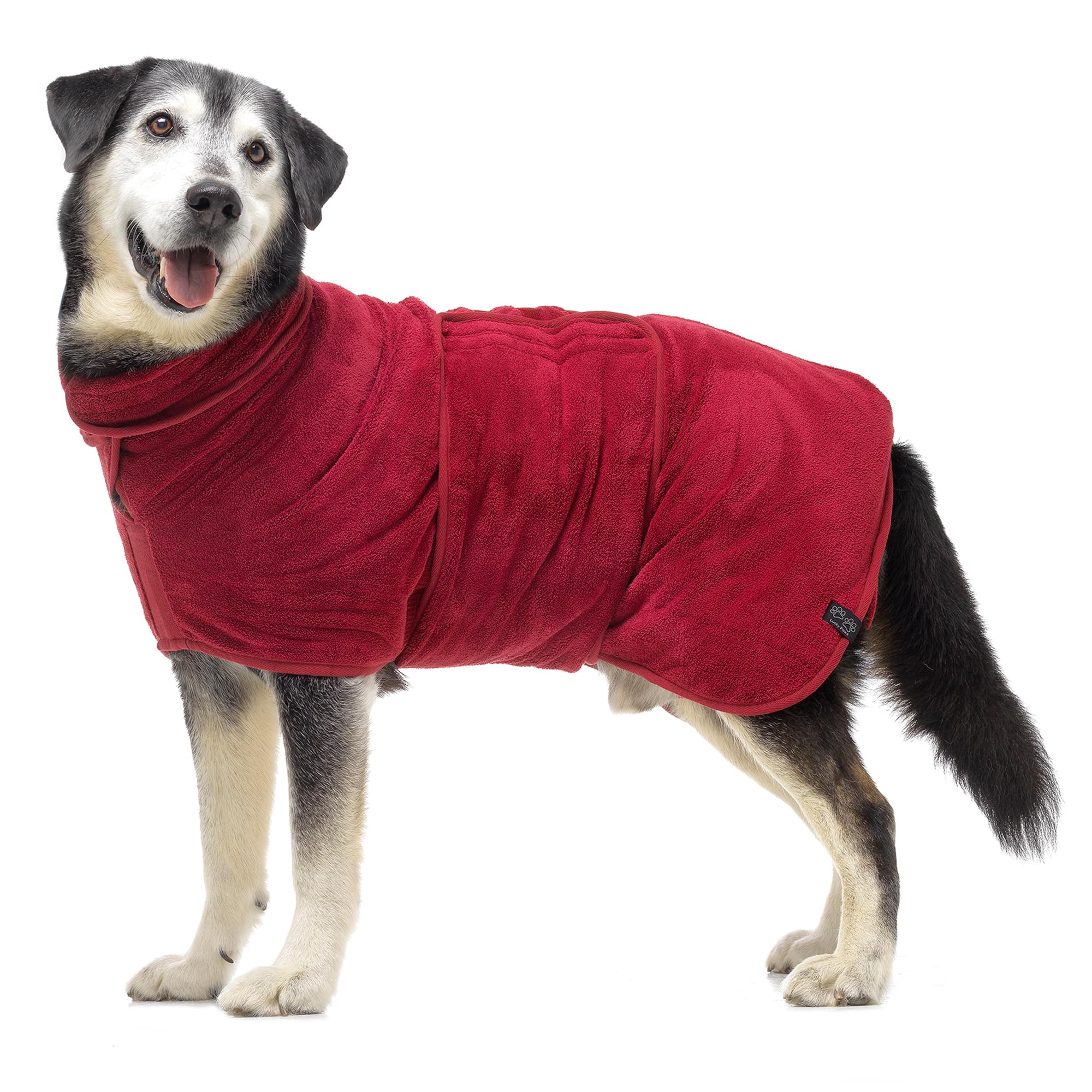 Lucky Paws® UK Dog Drying Coat, Luxurious Double Layer Dog Towel Robe, Dry Your Dogs in Minutes