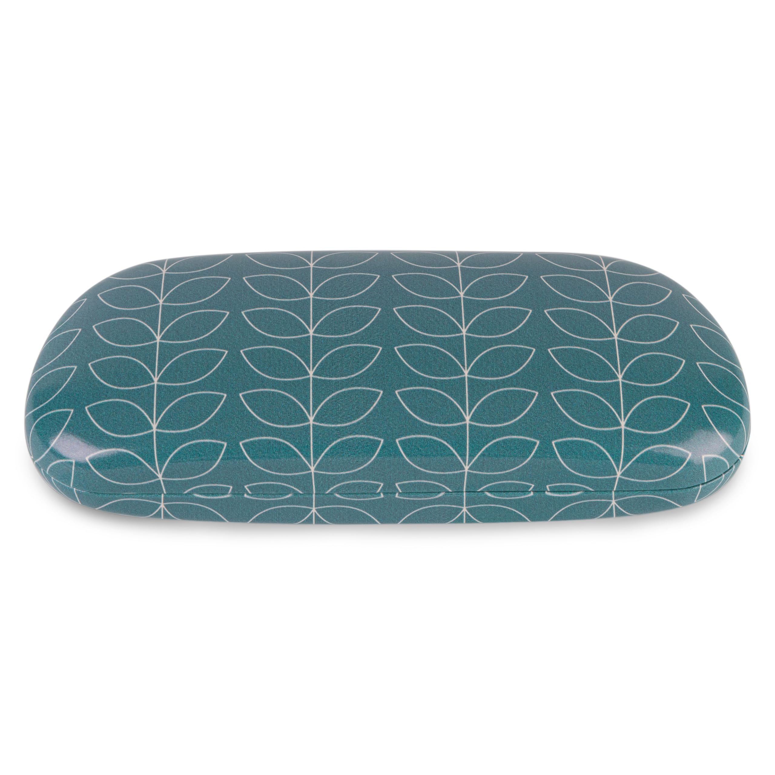 LAGO TERRA Geometric Leaf Print Hard Shell Glasses Case - Dark Teal (Medium)