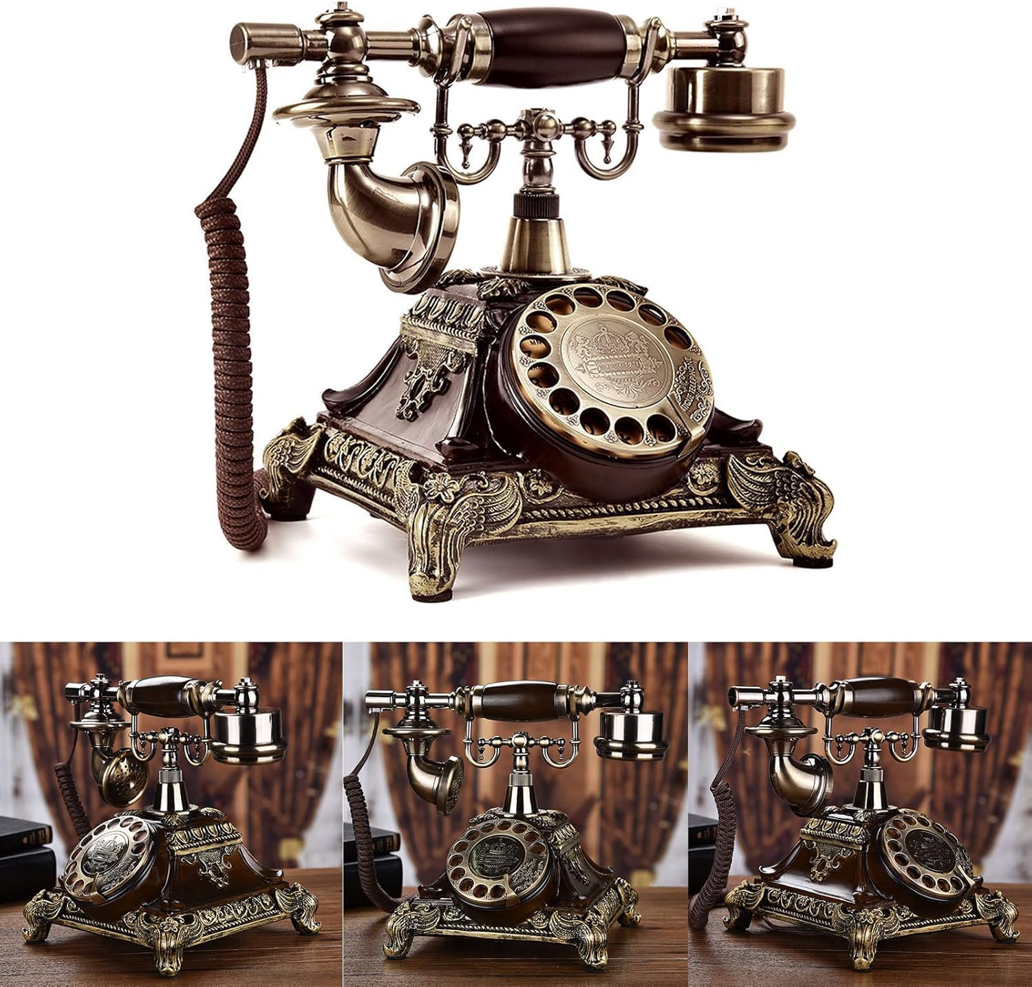 earwig vintage european retro telephone | landline phone for office, home & hotel | revolve dial antique style.