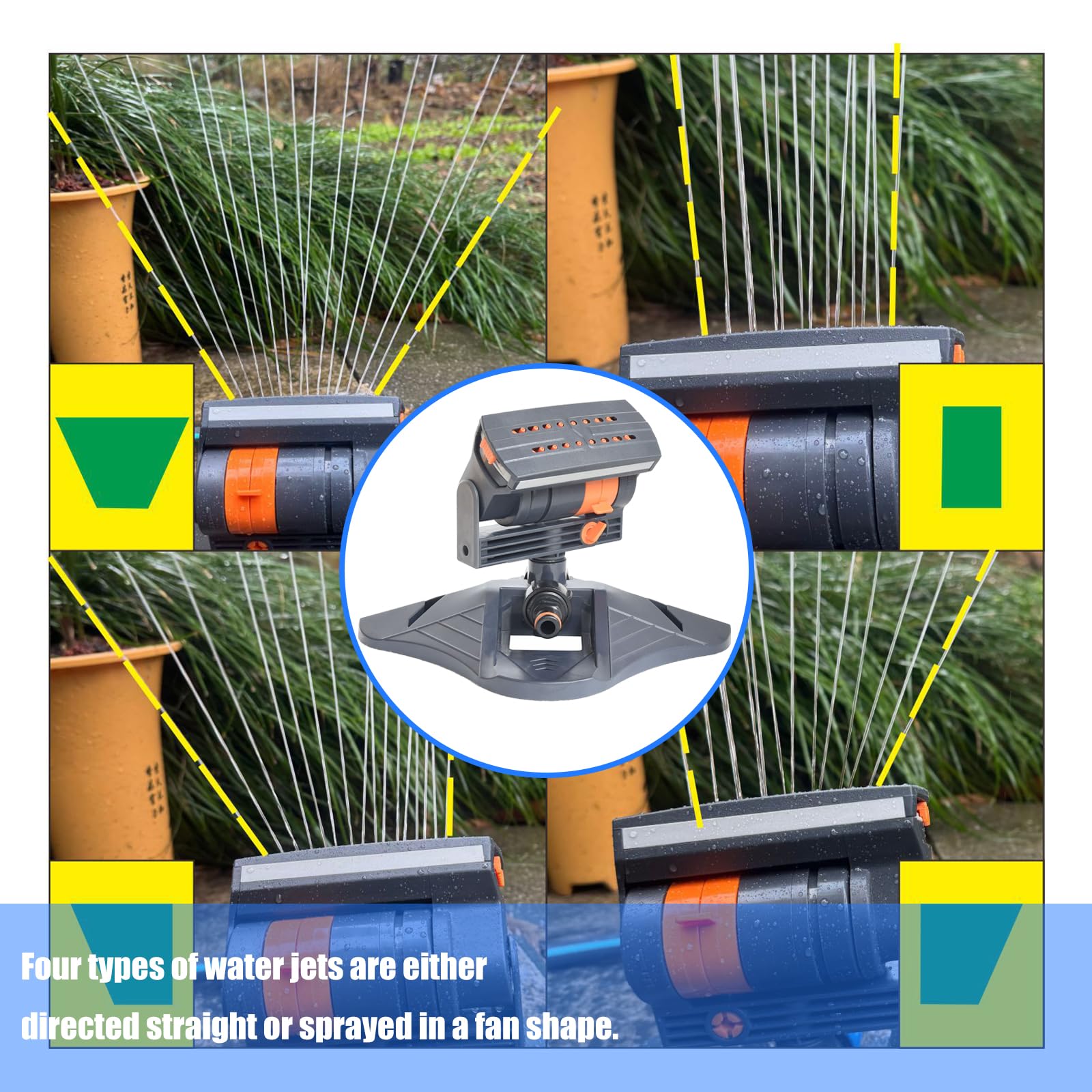 Irrigatore regolabile aggiornato per prati, cortili e giardini con 16 ugelli teste oscillanti connettore in ottone spruzzatore