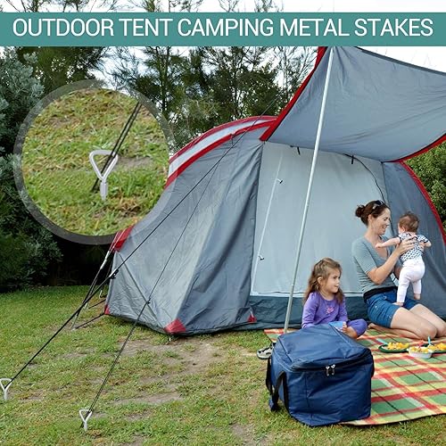 Miniatura 5 de 8 estacas de trampolín de 12 pulgadas, anclajes de tierra atornillados con broca, anclajes de tierra de metal para columpios, trampolines, tiendas