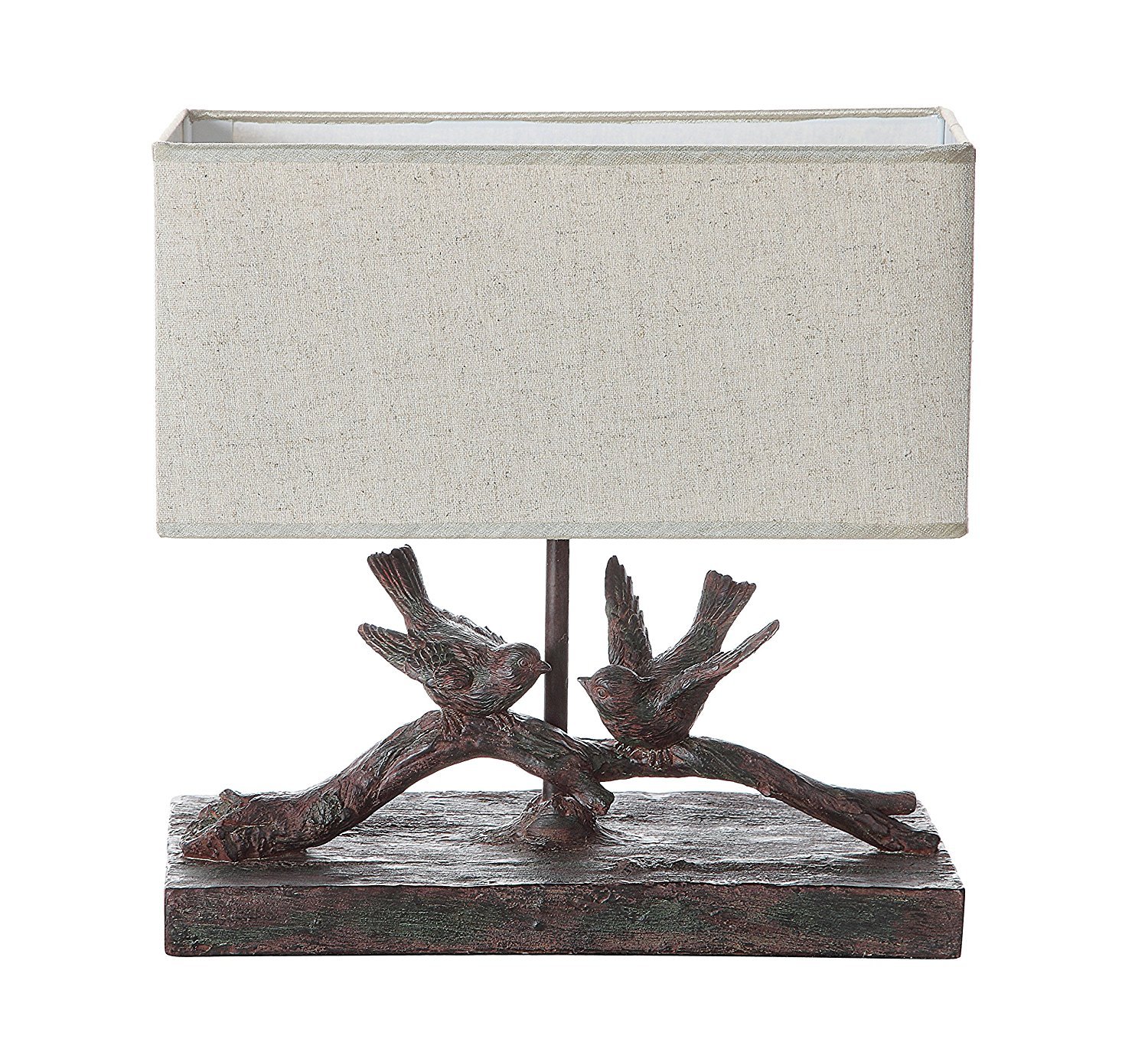 Creative Co-Op Rustic Bird Lamp with Rectangle Shade