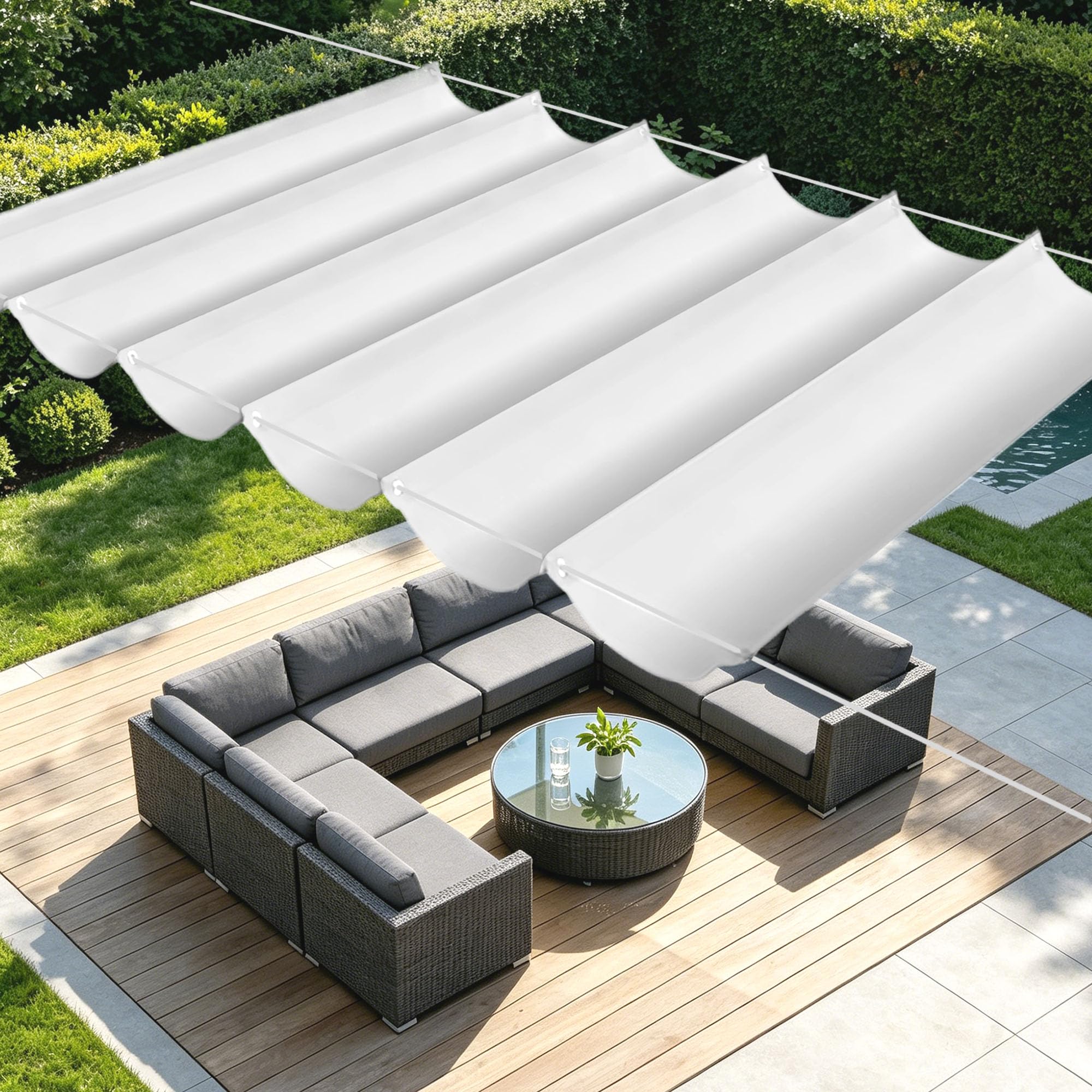 Voile d'ombrage contre la chaleur sur balcon : toile blanche 2x3m
