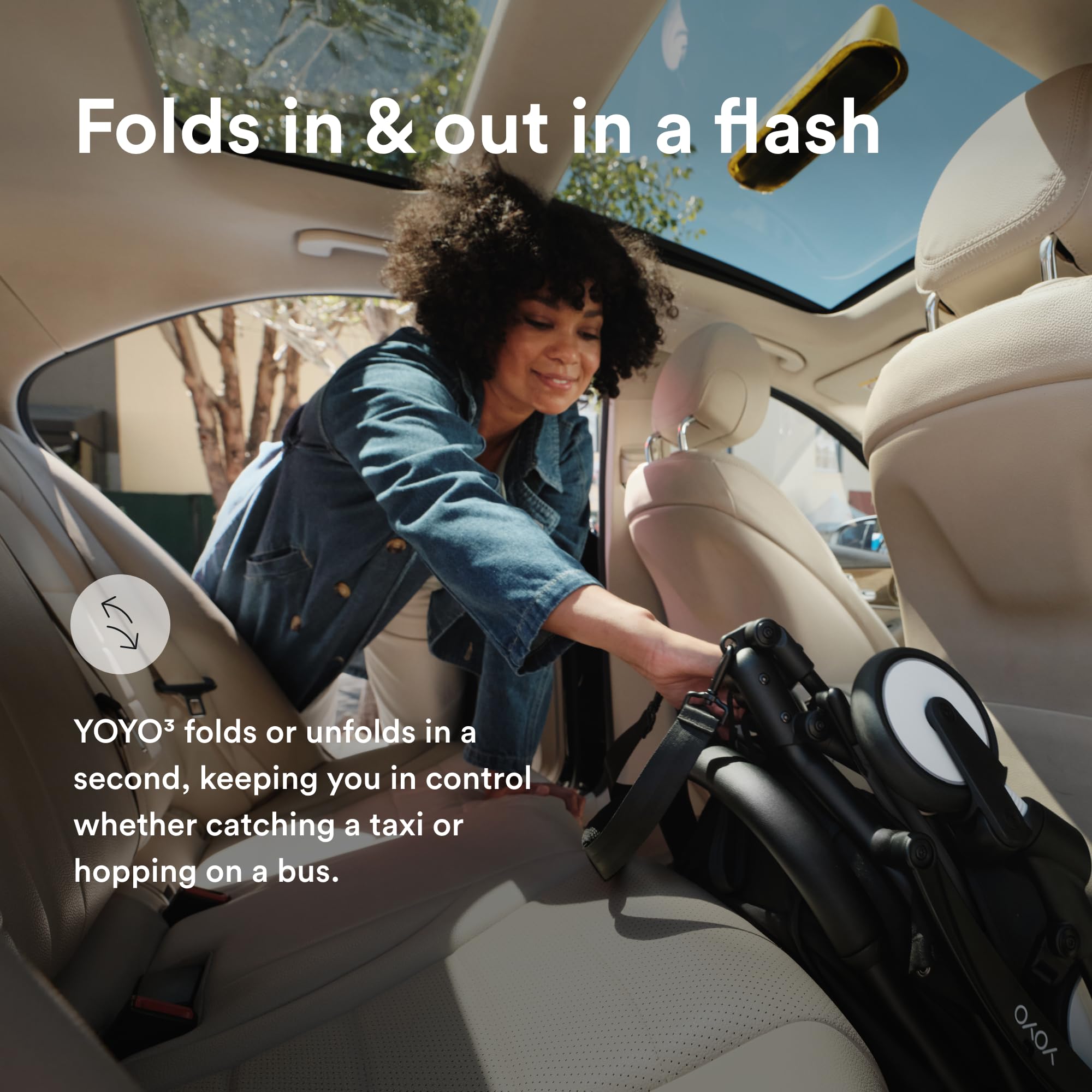 Stokke YOYO3 Stroller from 6 Months - Includes Black Frame, Seat Cushion & Canopy - Folds in & Out in a Flash - Light & Compact - Carry-On Compatible