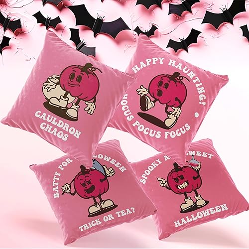 Miniatura 2 de ZamouK Juego de 4 fundas de almohada rosas para decoración del hogar, decoración del hogar, decoración navideña, bonita funda de cojín para sofá,