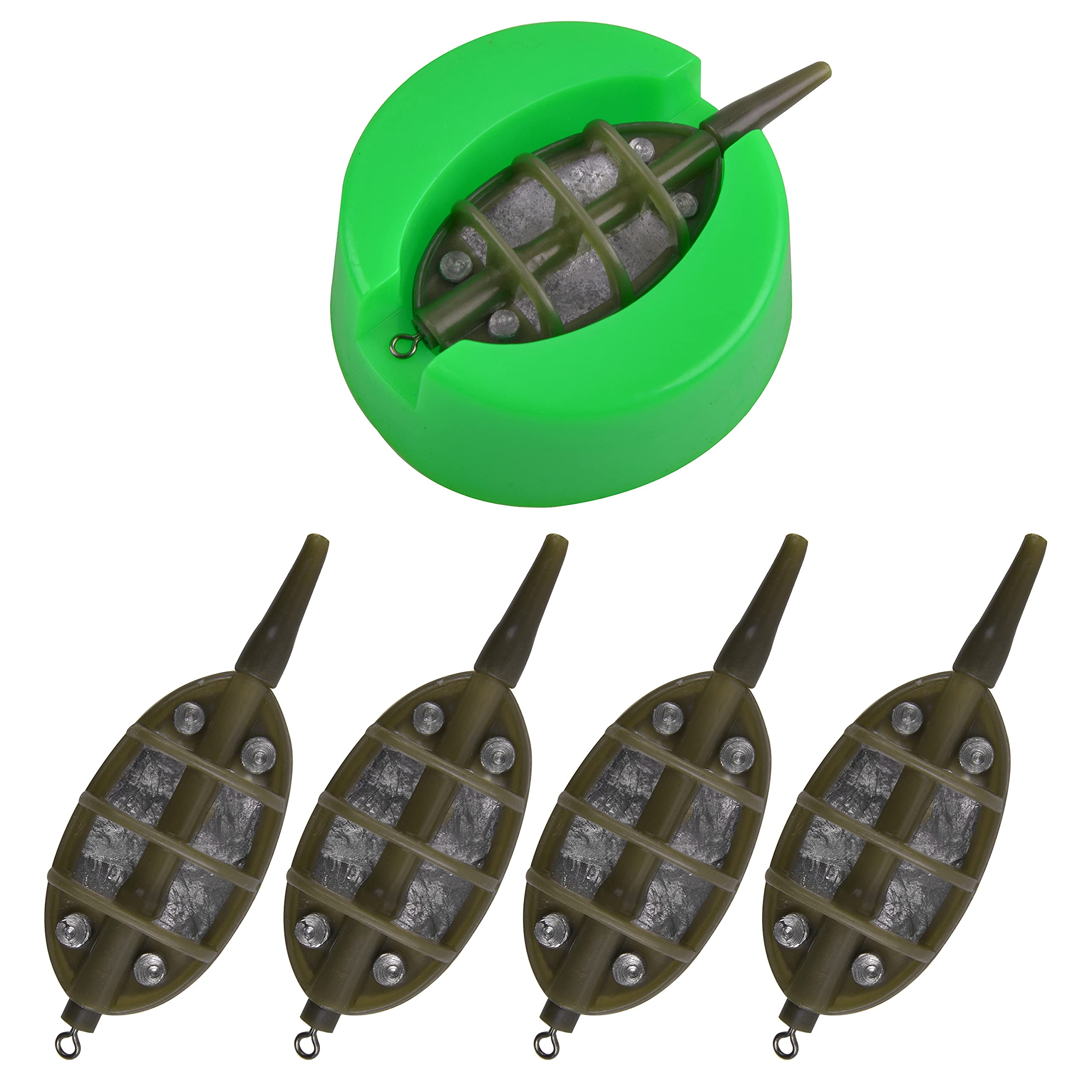 Carp Fishing Method Feeders Set,4pcs Inline Method Feeders with 1pc Quick Release Mould Bait Holder Tool Carp Fishing Tackle Accessories