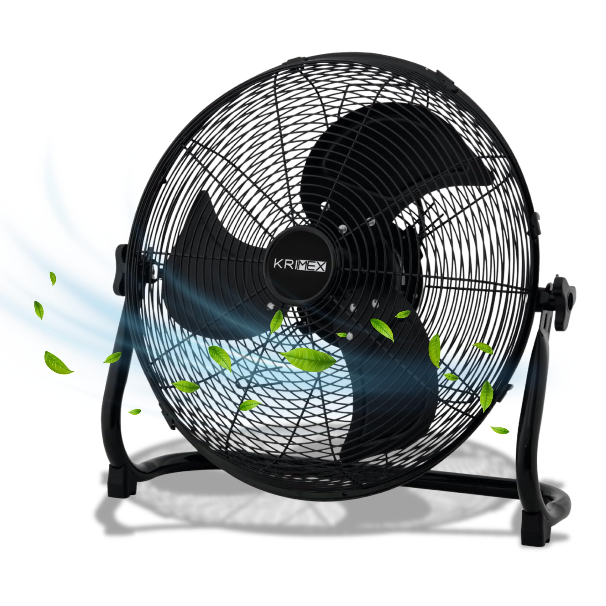Ventilatore da Terra 100 Watt Inclinabile 3 Velocità da Pavimento in Metallo Alta Resistenza da Ufficio, Industriale, Casa (Nero)