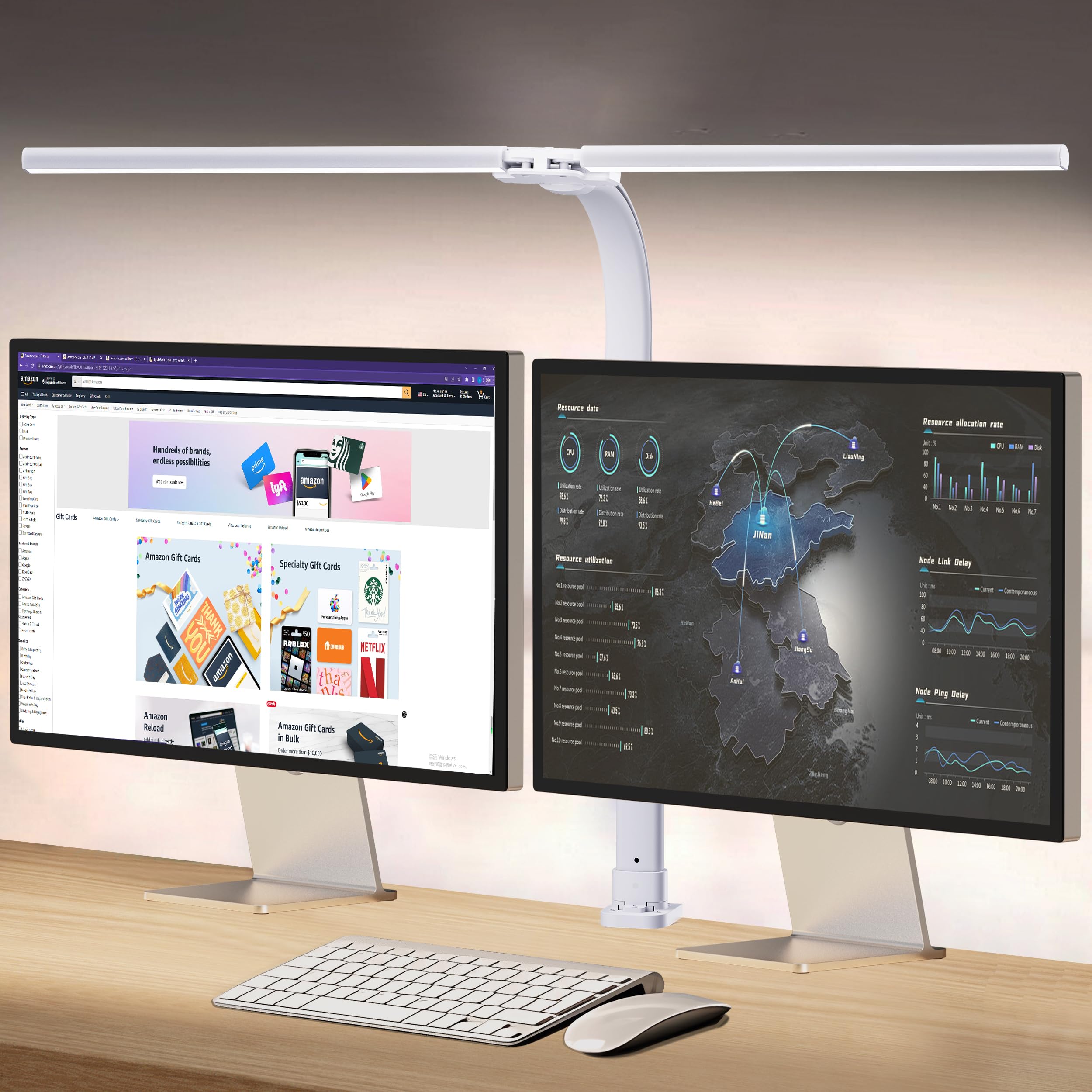 AKRRYR Led Desk Lamp for Home Office,24W Bright Eye-Caring Desk Light with Clamp,5 brightness and 5 temperatures Dimmable Workbench Task Light,