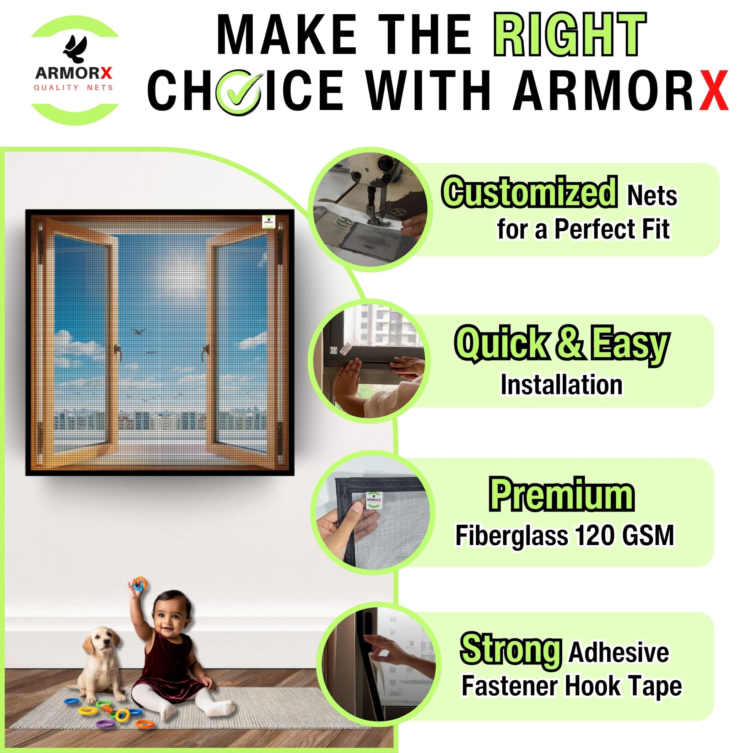 ARMORX Fiberglass Mosquito Net - Bug-Free Windows -8