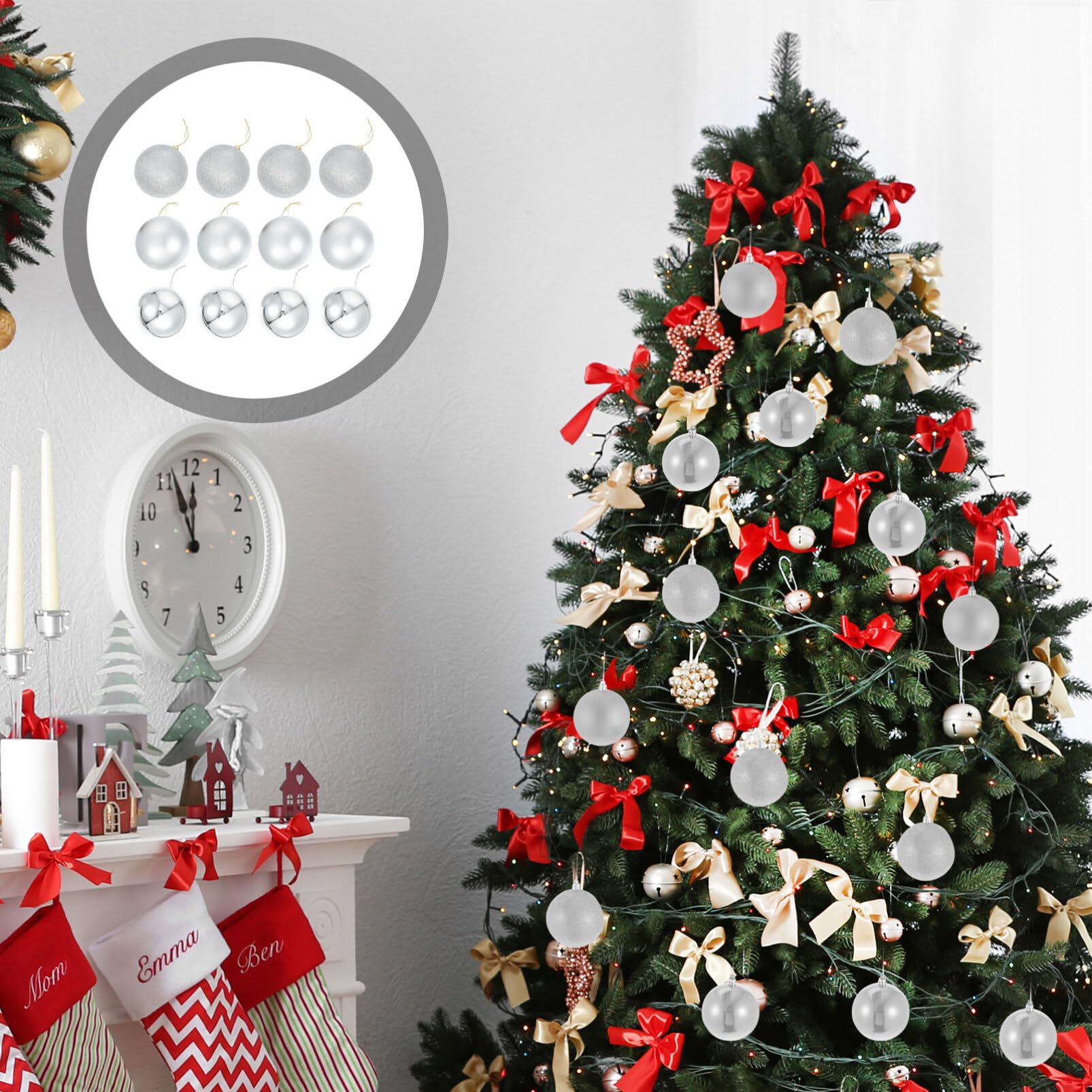 Ciieeo 24stücke Hängende Kugeln als Weihnachtsbaumanhänger Kleine Dekokugeln für Drinnen und Draußen Weihnachtsdekoration aus Hochwertigem Material