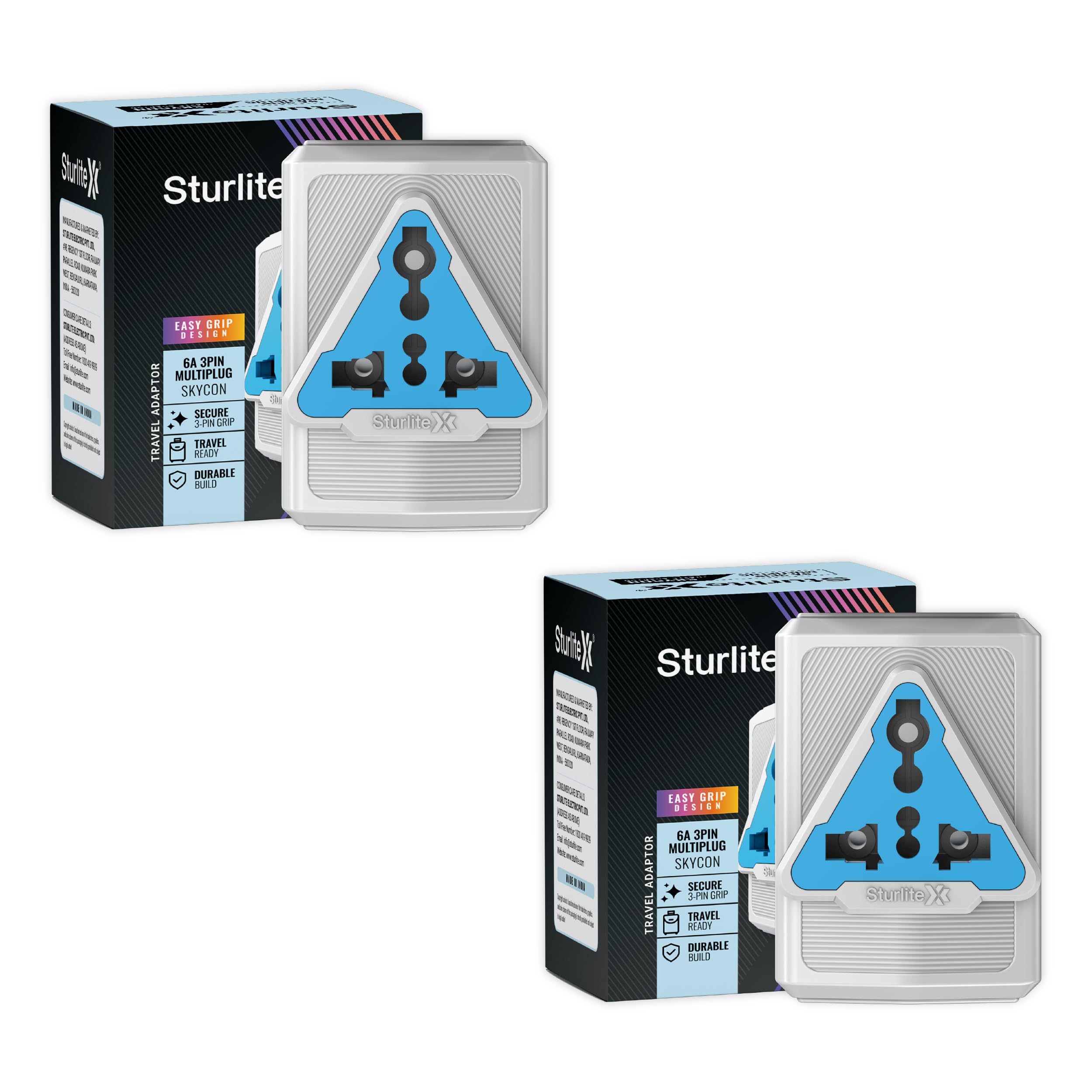 Sturlite SKYCON 6Amps 3 Pin Plug| Universal AC Travel Adapter| ABS Strong Body Socket - (White, 2, Count)-picture-15