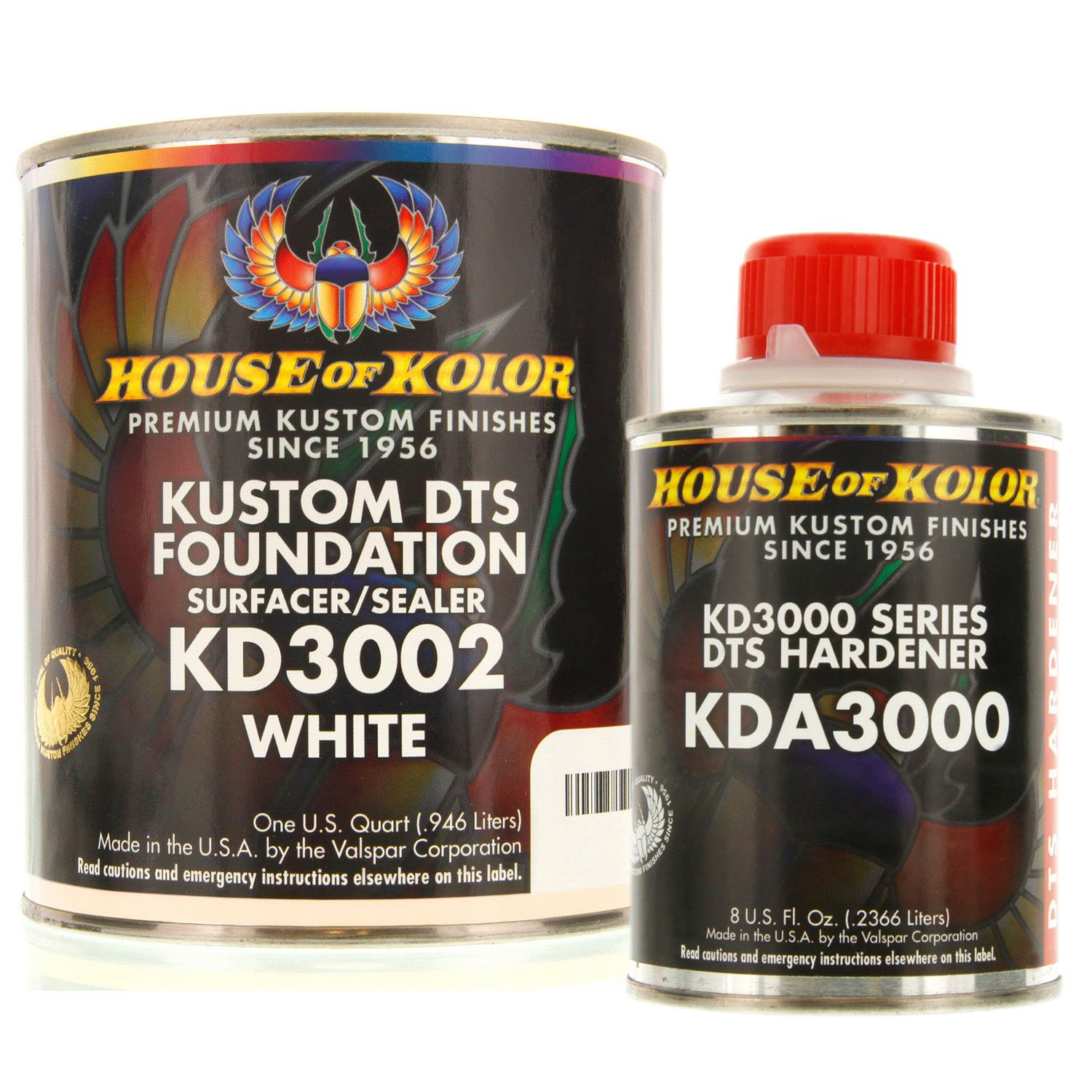 House of Kolor Quart Kit White Color Kd3000 DTS Surfacer/Sealer W/Hardener