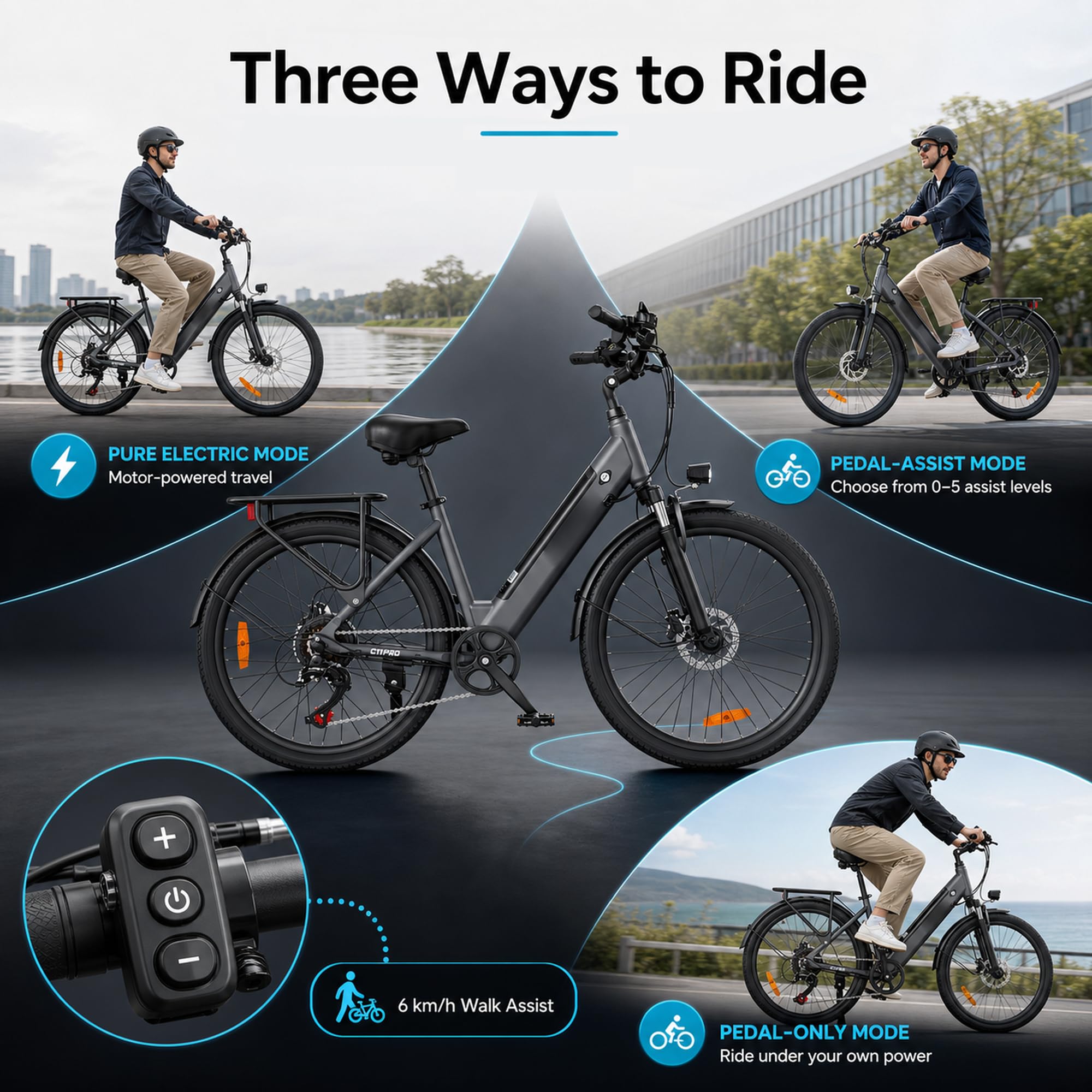 Vélo Électrique pour Adultes 36V 13Ah Autonomie 120km 25km/h