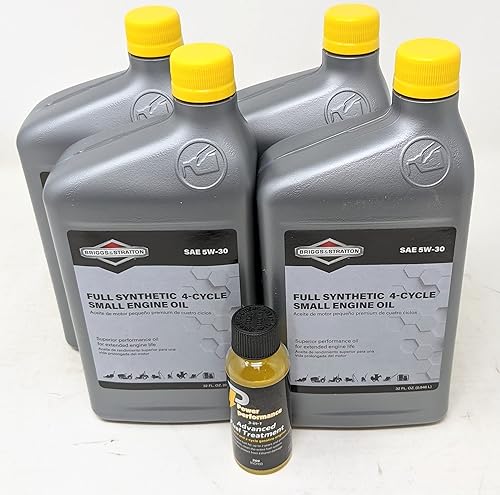 Briggs and Stratton 100074 - Aceite sintético 5W-30 (paquete de 4) y tratamiento de combustible