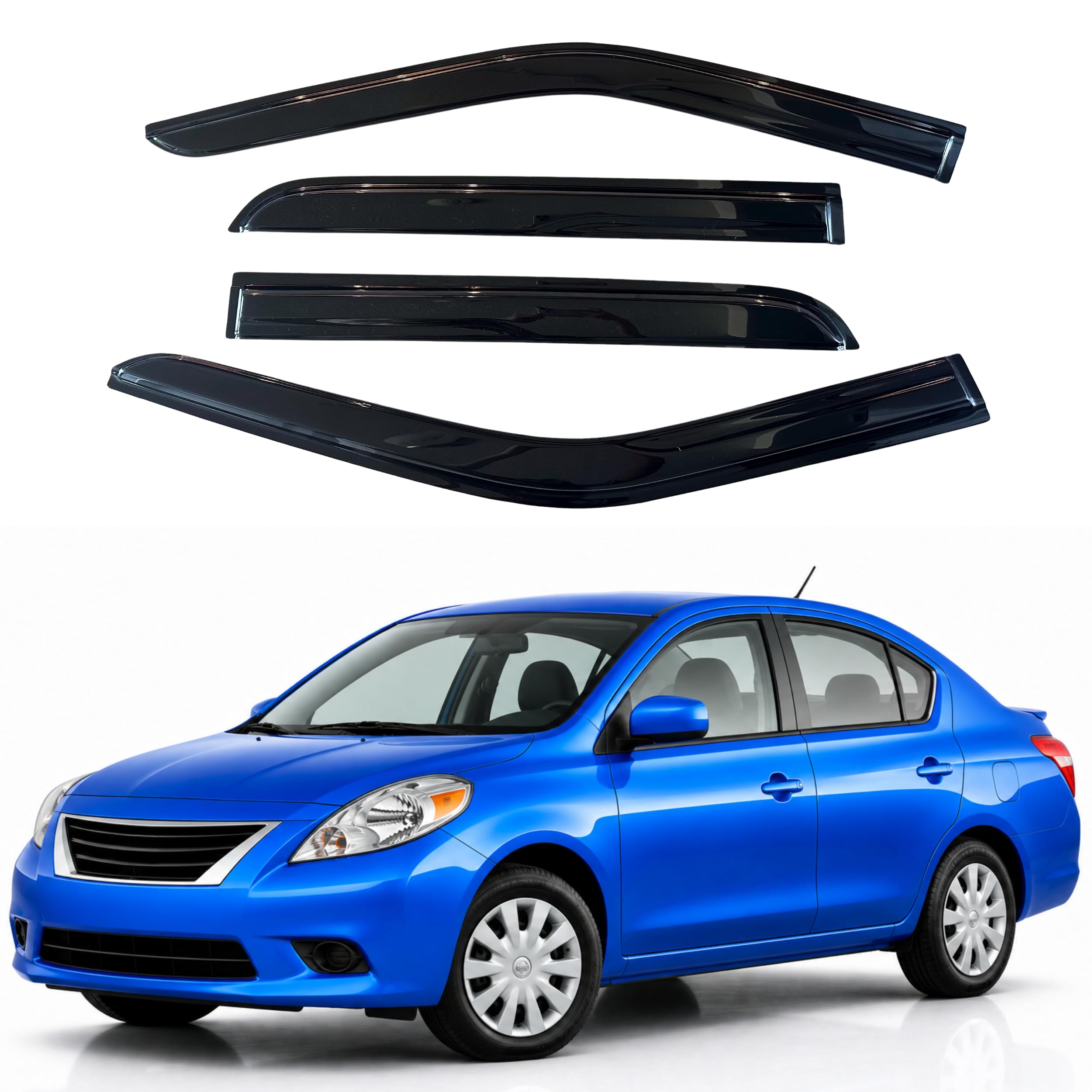 IG Window Visors Fit for 2012-2019 Nissan Versa Sedan, Out-Channel Rain Guards Vent Wind Deflectors 4PC, Car Accessories for 12-19 Versa Sedan (Excludes Hatchback)