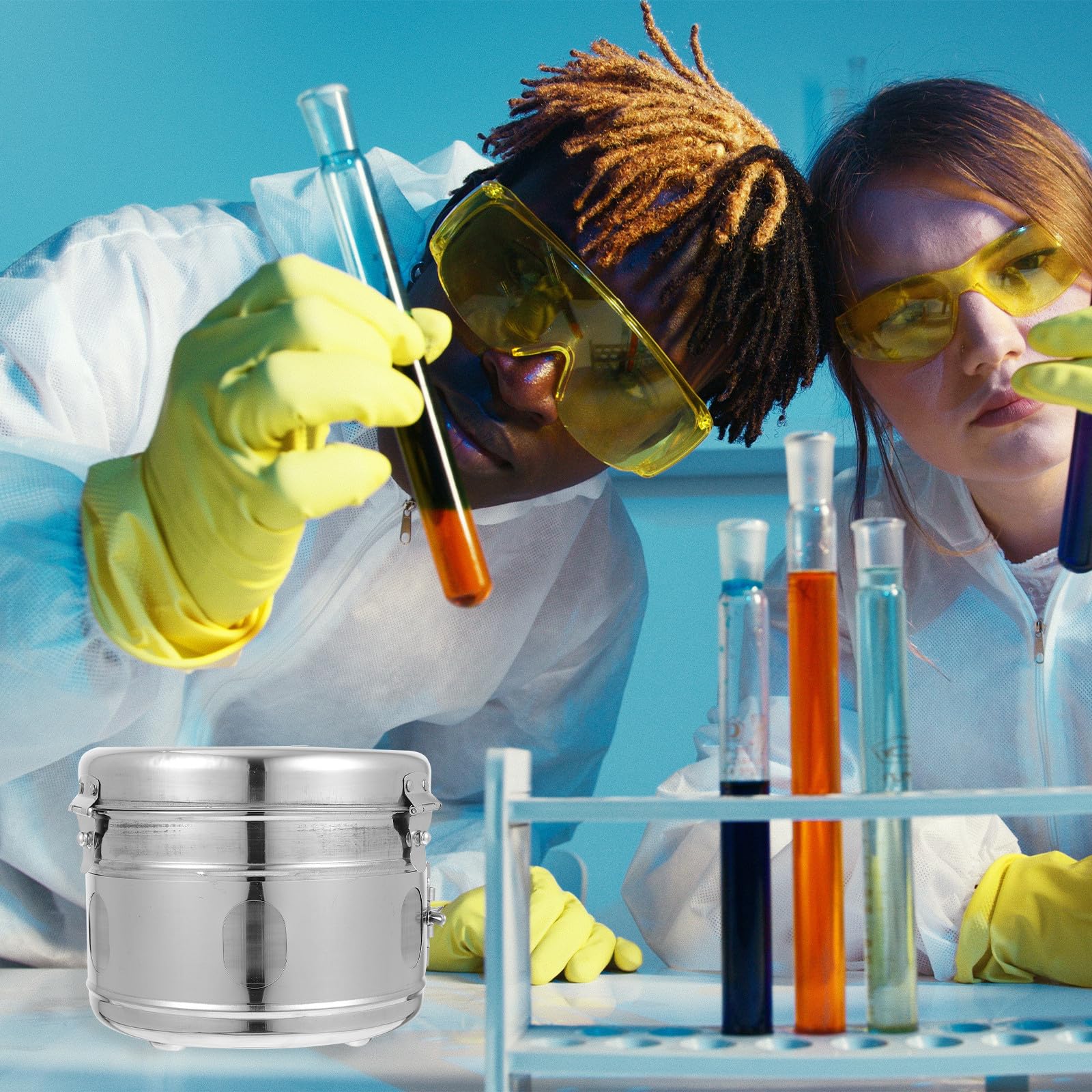 Veemoon Contenitore in Acciaio Inox 304 Antiruggine Coperchio, Cisterna Multiuso per Batuffoli di Cotone e Unguenti, Barattolo per Clinica Compatto e Facile da Pulire, per Uso Medico