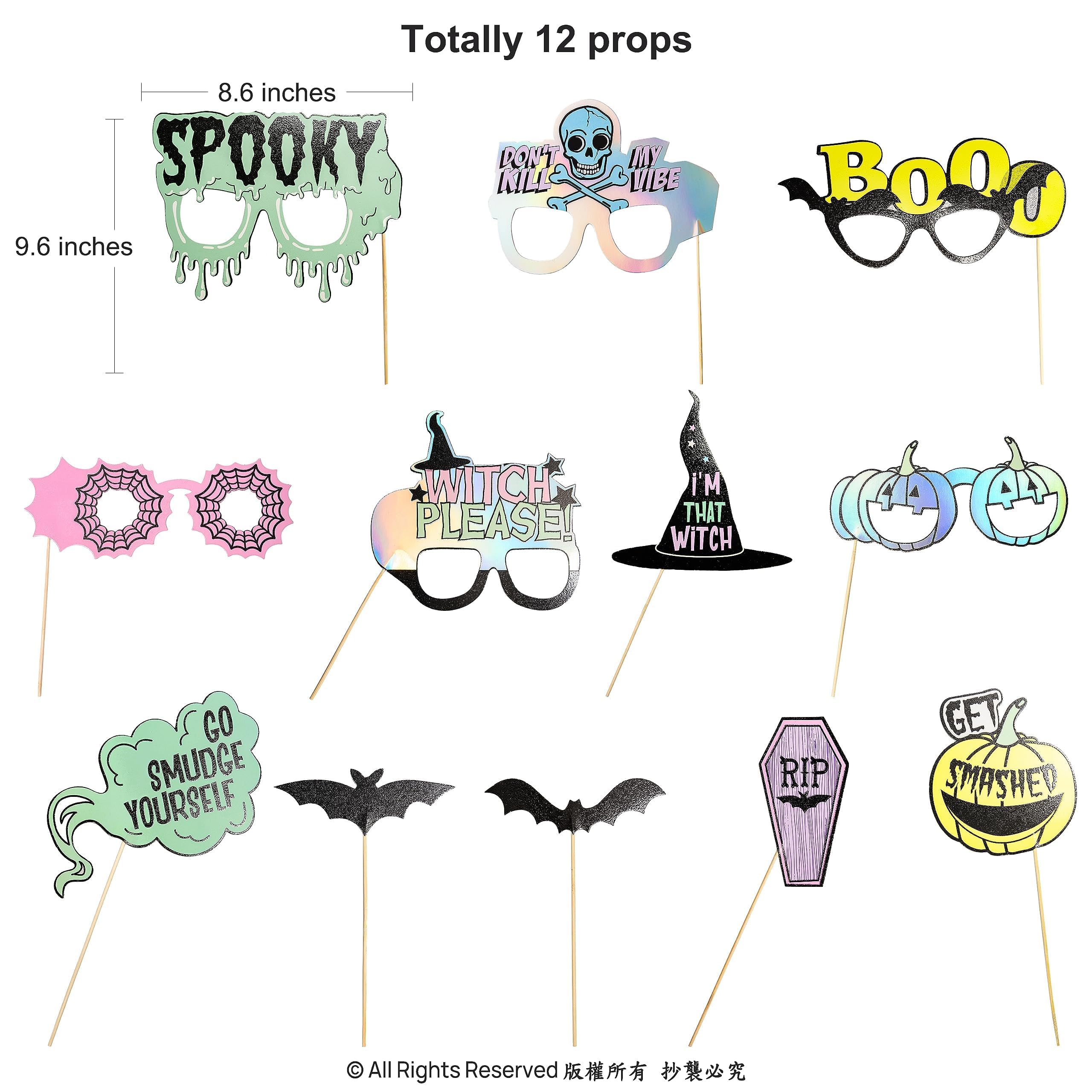 KUUQA Halloween Photo Booth Props Kit Halloween Party Décorations, Pack