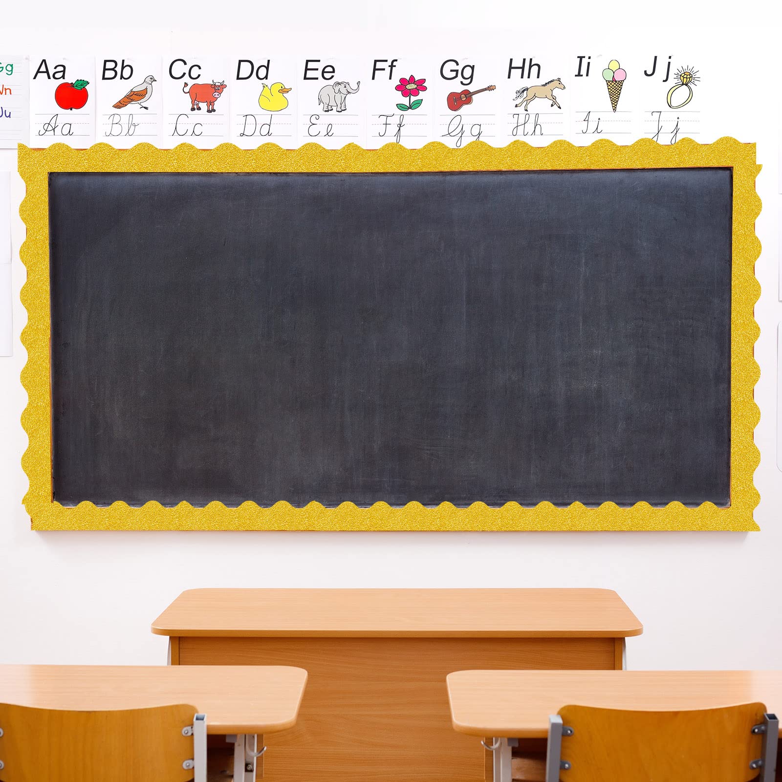 55.8 Feet Bulletin Board Border Shine Glitter Scalloped Borders