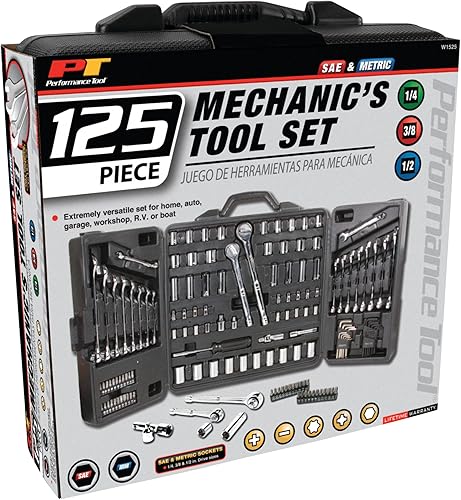 Miniatura 8 de Performance Tool W1525 SAEMetric - Juego de herramientas mecánicas de tres pliegues para reparaciones de automóviles, gris, 14 pulgadas, 38 pulgadas