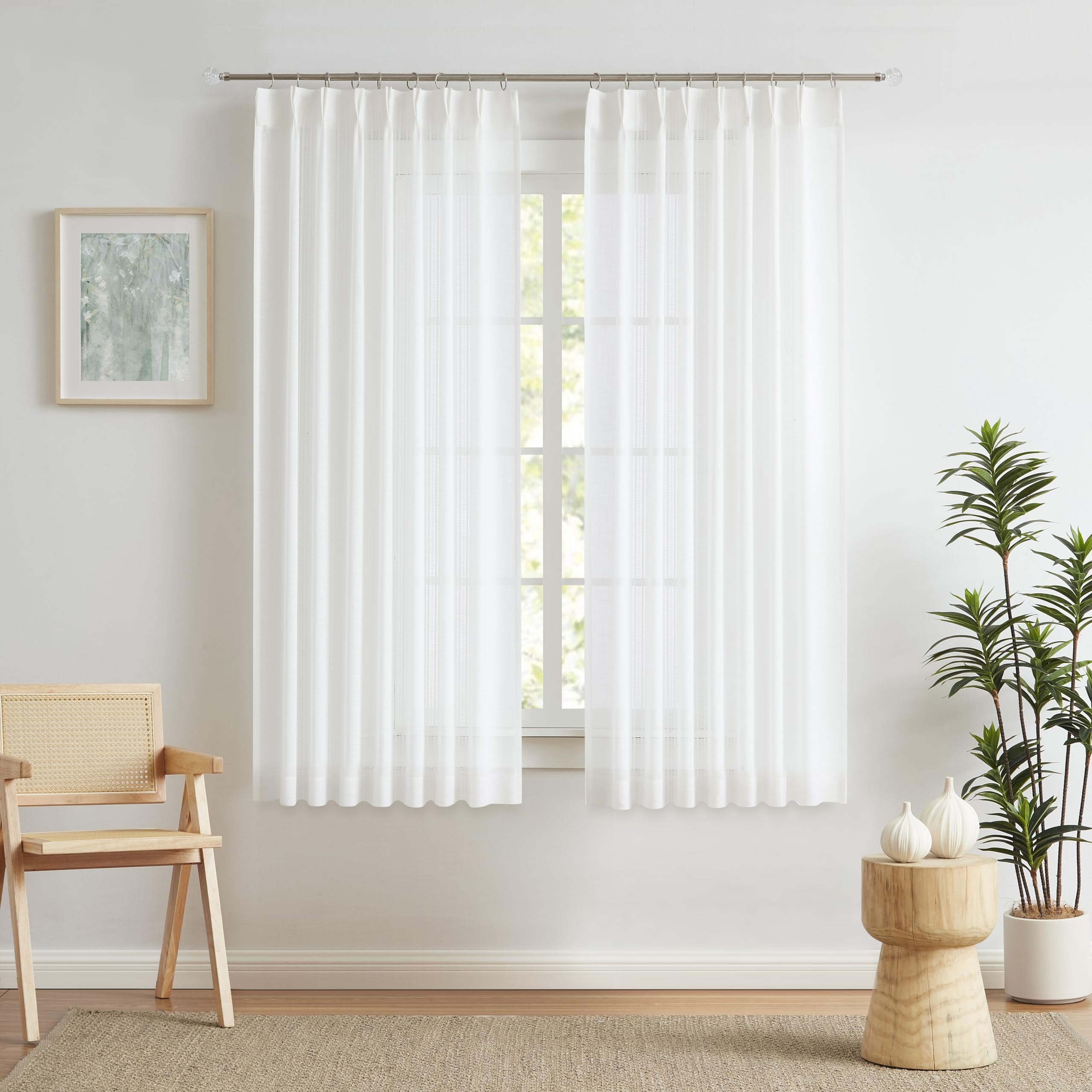 Kayne Studio Plissee-Vorhänge – Halbtransparent, Leinenoptik, Lichtfilternd, 91,4 X 160 Cm (2 Stück), Mit 18 Haken