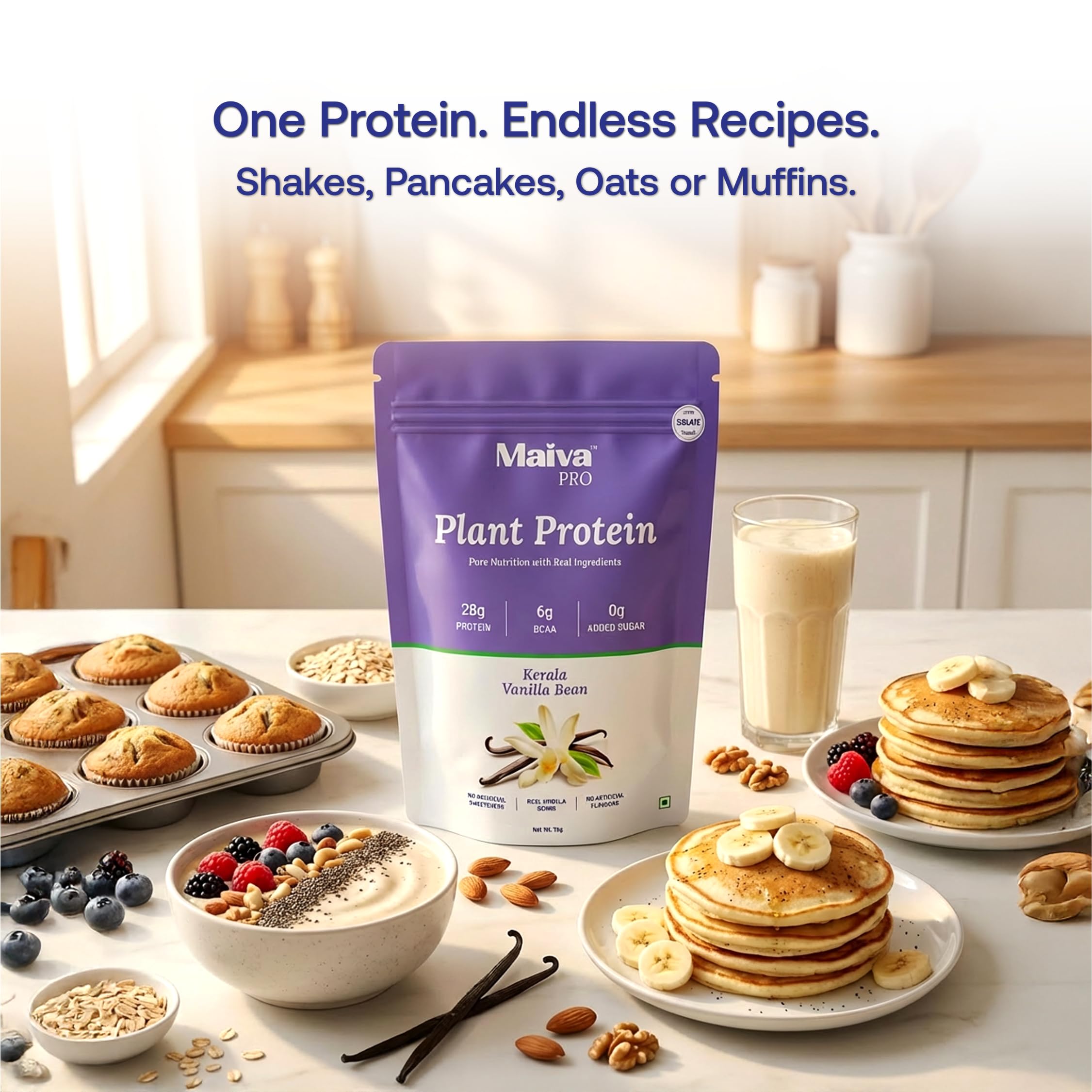 Maiva Pro Plant Protein Powder - 1kg - Kerala Vanilla Bean (Vanilla) | 28g Protein, Pea Protein Isolate | No Artificial Sweeteners | Easy to Digest, Light on Stomach | No Bloating | Vegan, Lactose Free — Amazon image 8