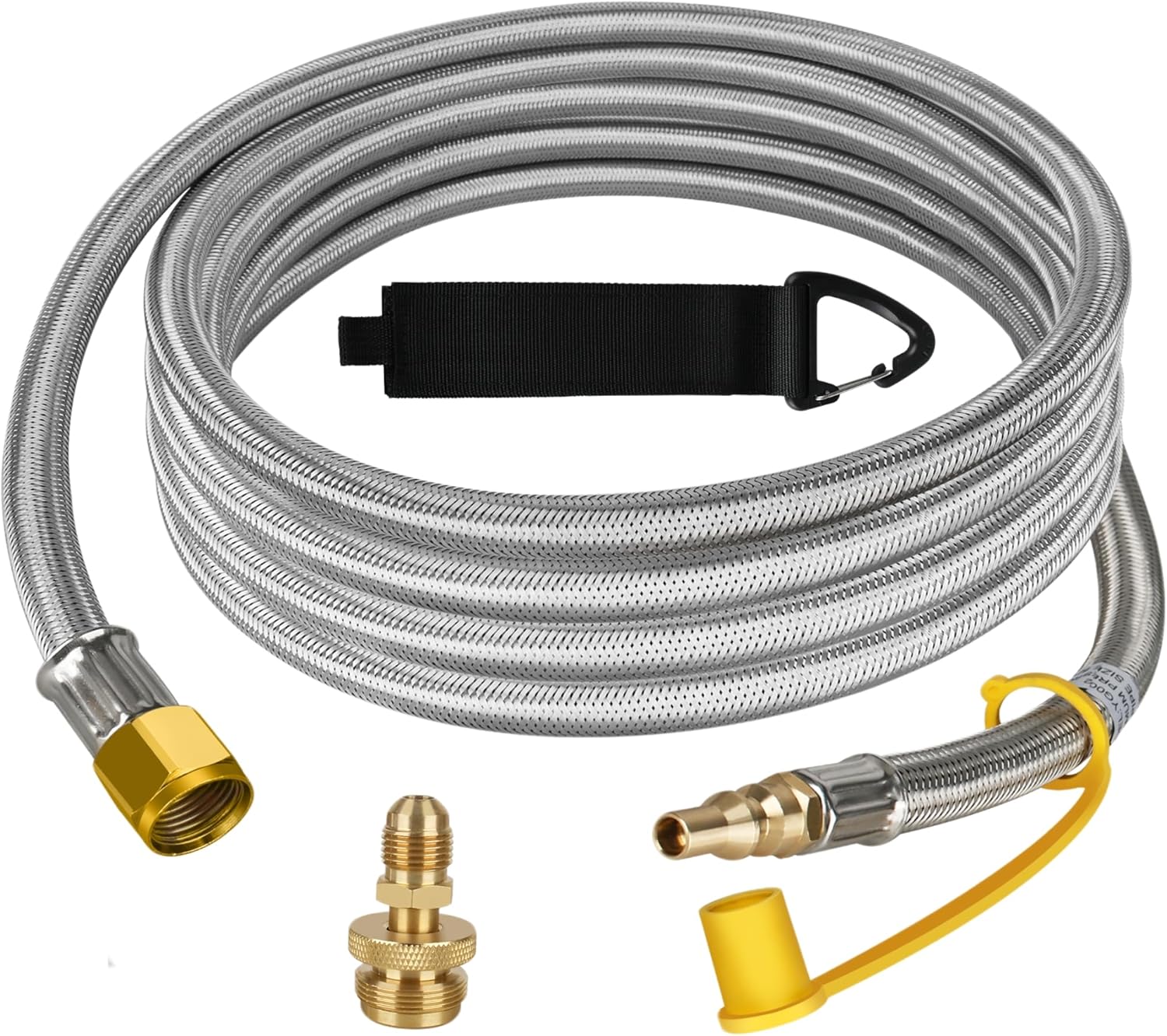 12 FT Propane Quick Connect Hose for RV to Gas Grill, Upgrade Stainless Steel RV Quick Connect Propane Hose Connects 1 LB Portable Appliance