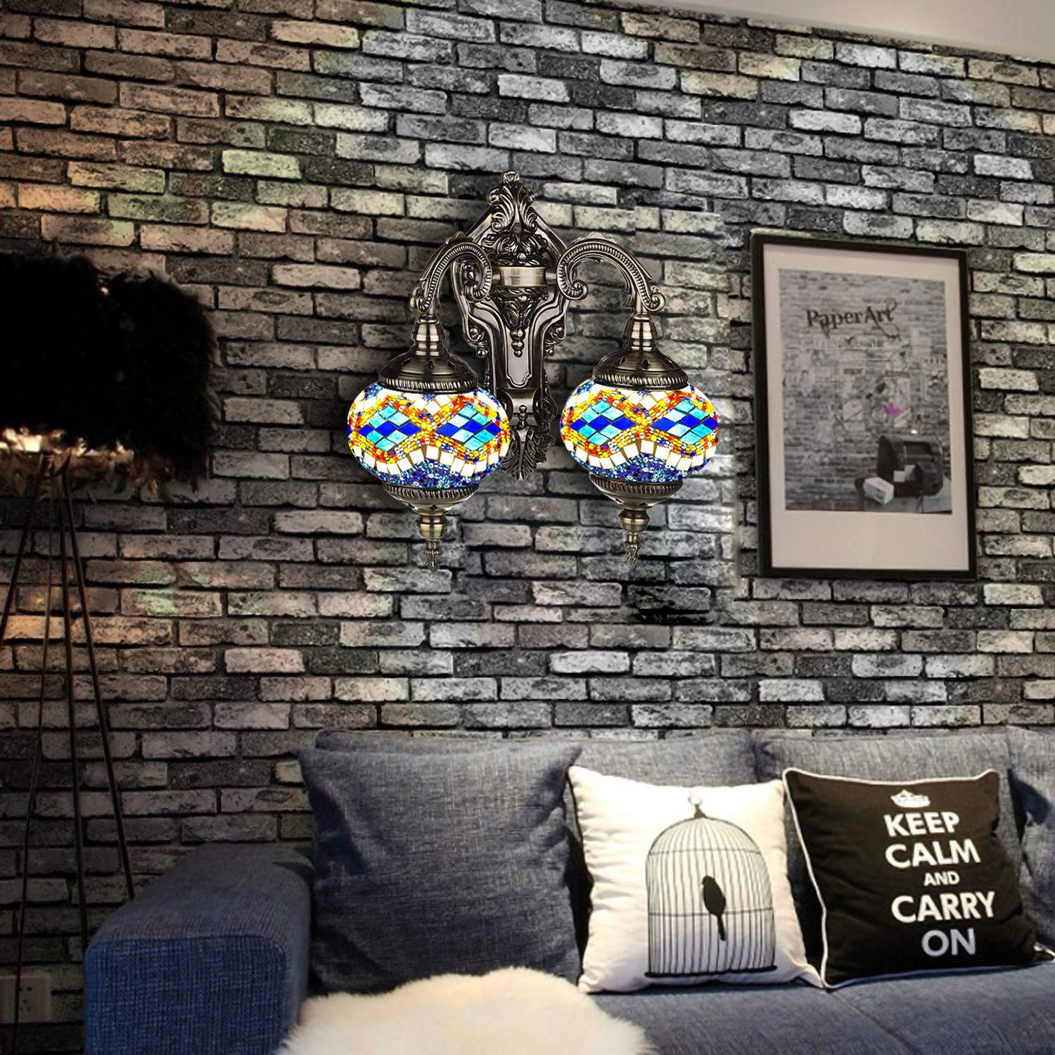 Amazon.co.jp: モザイクランプ ハンドメイド トルコ モザイク ダブル