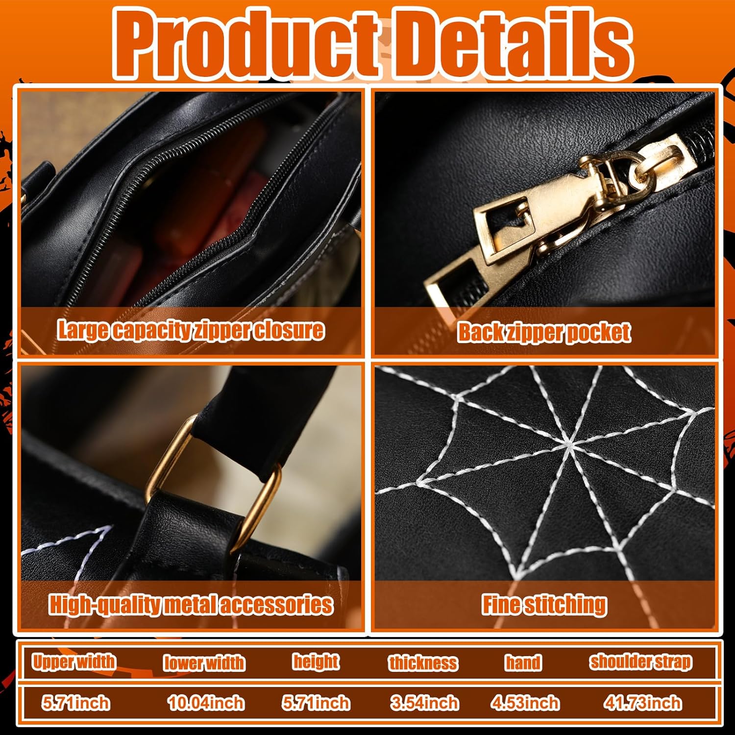2 Pcs Halloween Purse Bat Spider Web Crossbody Handbag Black Cat Purse Crossbody Bags for Women
