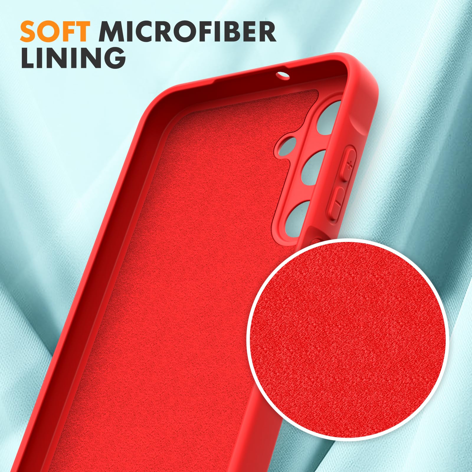 Vansdon Cover Compatibile con Samsung Galaxy A25 5G, 2 Pellicola Protettiva in Vetro Temperato, Gomma Gel di Silicone Liquida Antiurto Custodia - Rosso