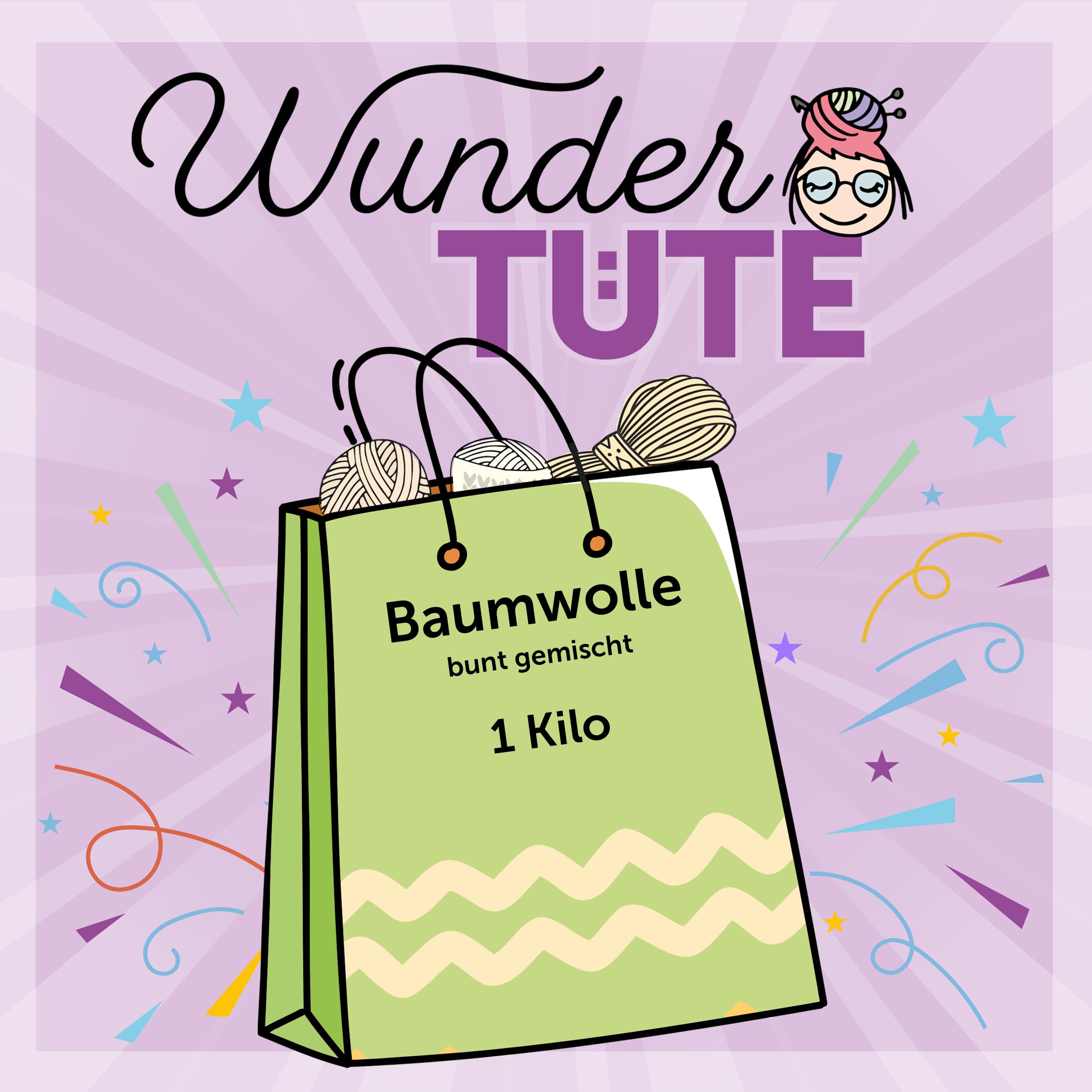 Frida's Wollhaus Wundertüte 1000 g Baumwolle Markenqualität Neuware Wollpaket Mischpaket Überraschung Garn Wolle Stricken Häkeln