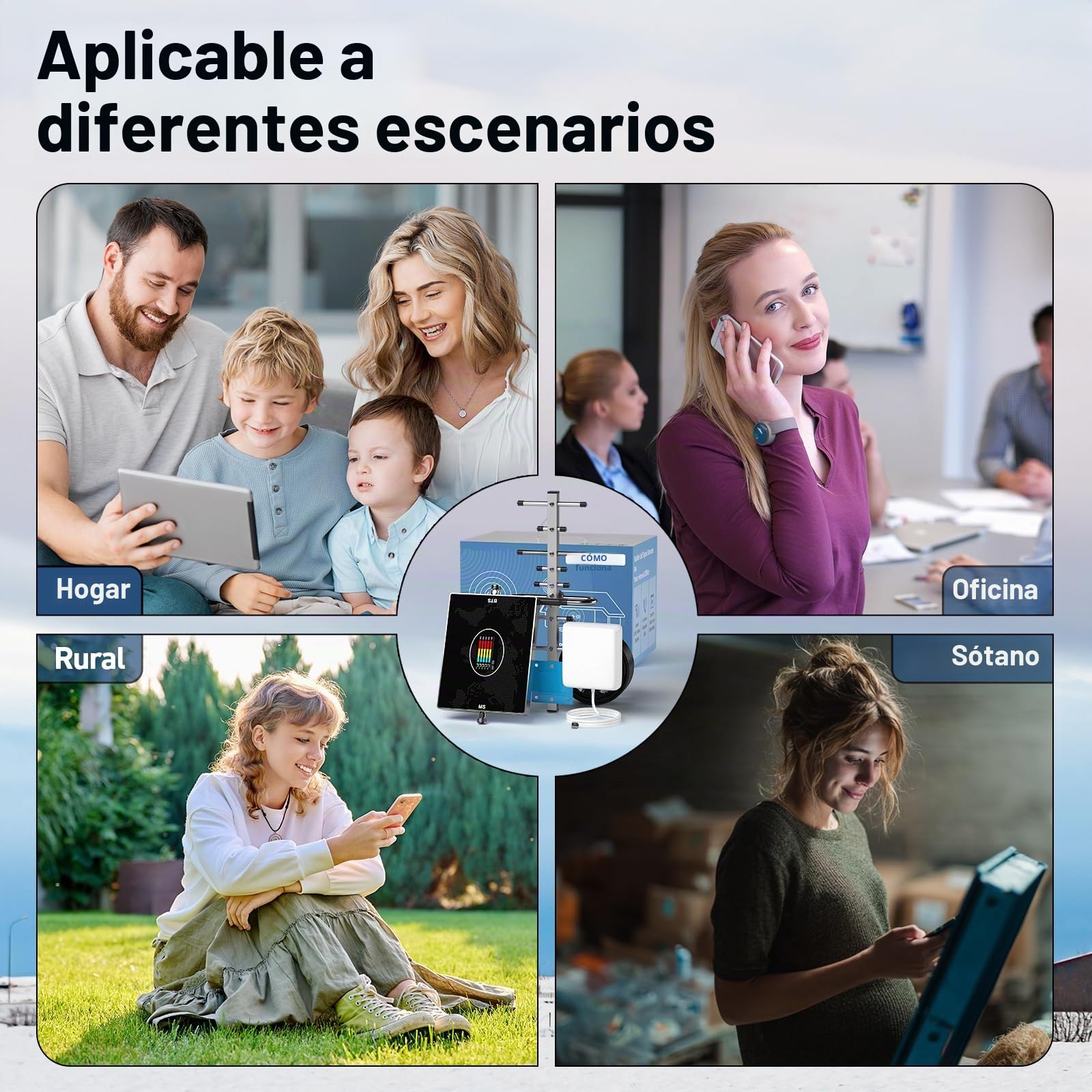 Amplificador Señal Movil 5 Bandas 20/8/3/1/7 - Amplificador de Cobertura Movil 4G/3G LTE gsm 70dB para Zonas Rurales y Oficinas (Compatible con Movistar/Orange/Vodafone/)