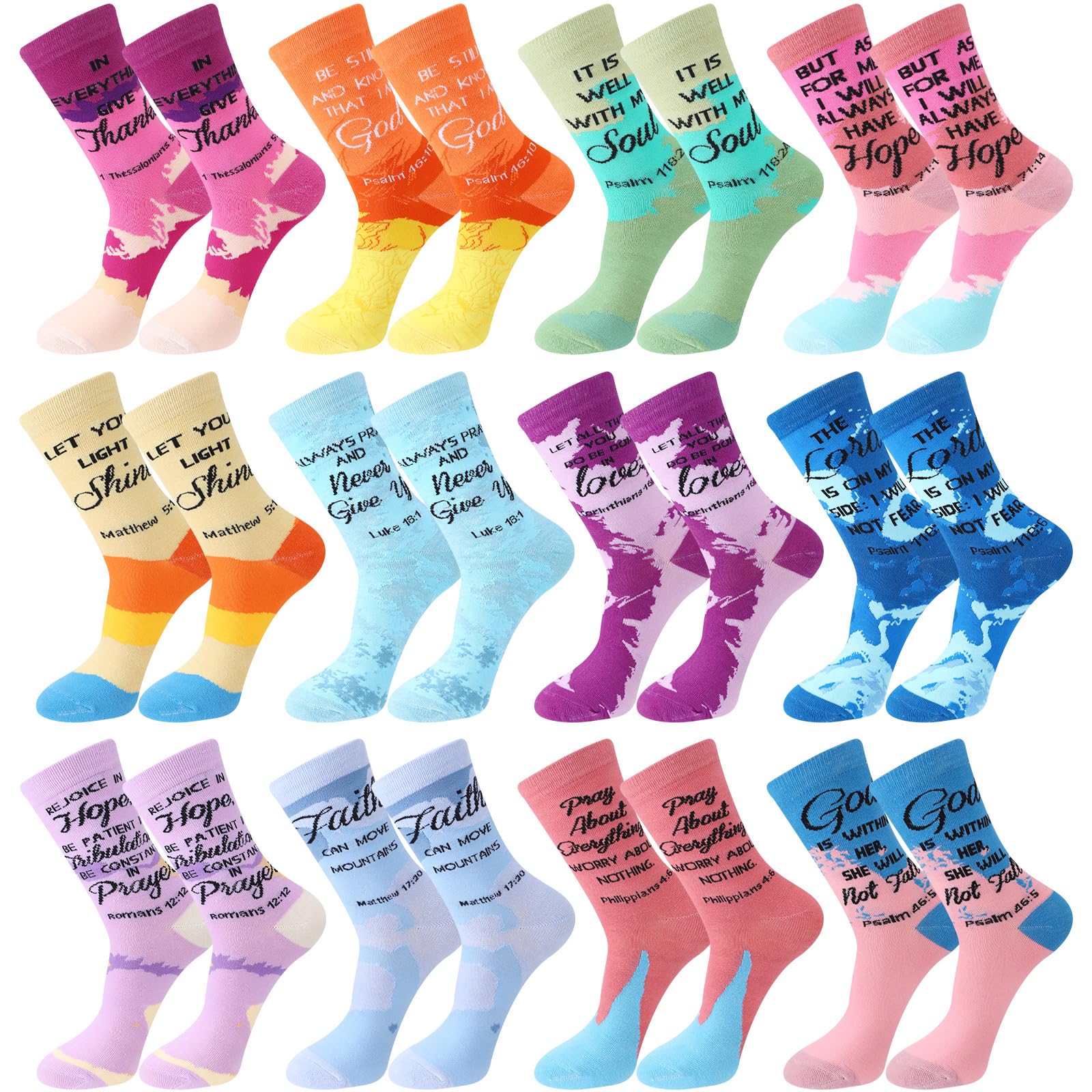 12/24 Pairs Christian Socks Gifts for Women