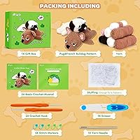 Vista 24 de Auspicious beginning Kit de ganchillo para principiantes, kits de ganchillo de 4 piezas, kits de animales de ganchillo familiares con tutoriales
