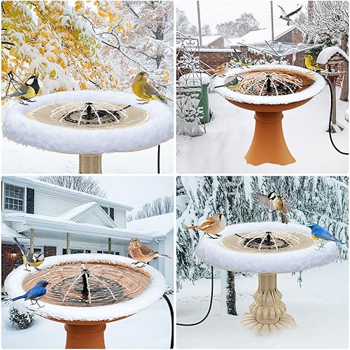 Miniatura 17 de Calentador de baño para pájaros para exteriores con bomba de agua, descongelador para baños de pájaros con control termostático y cable de 3.3 pies