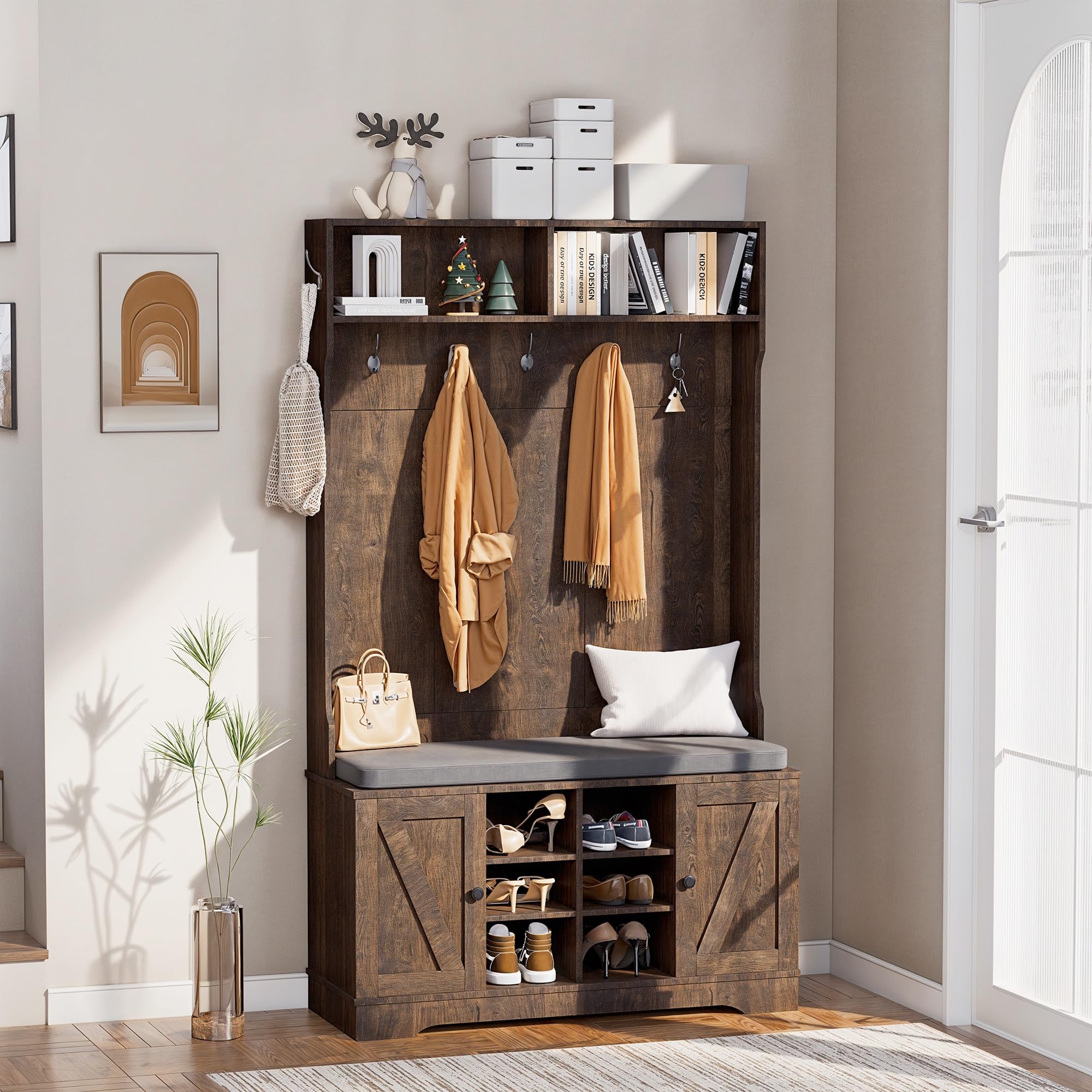 Hall Tree with Bench Entryway Coat Rack with Shoe Storage